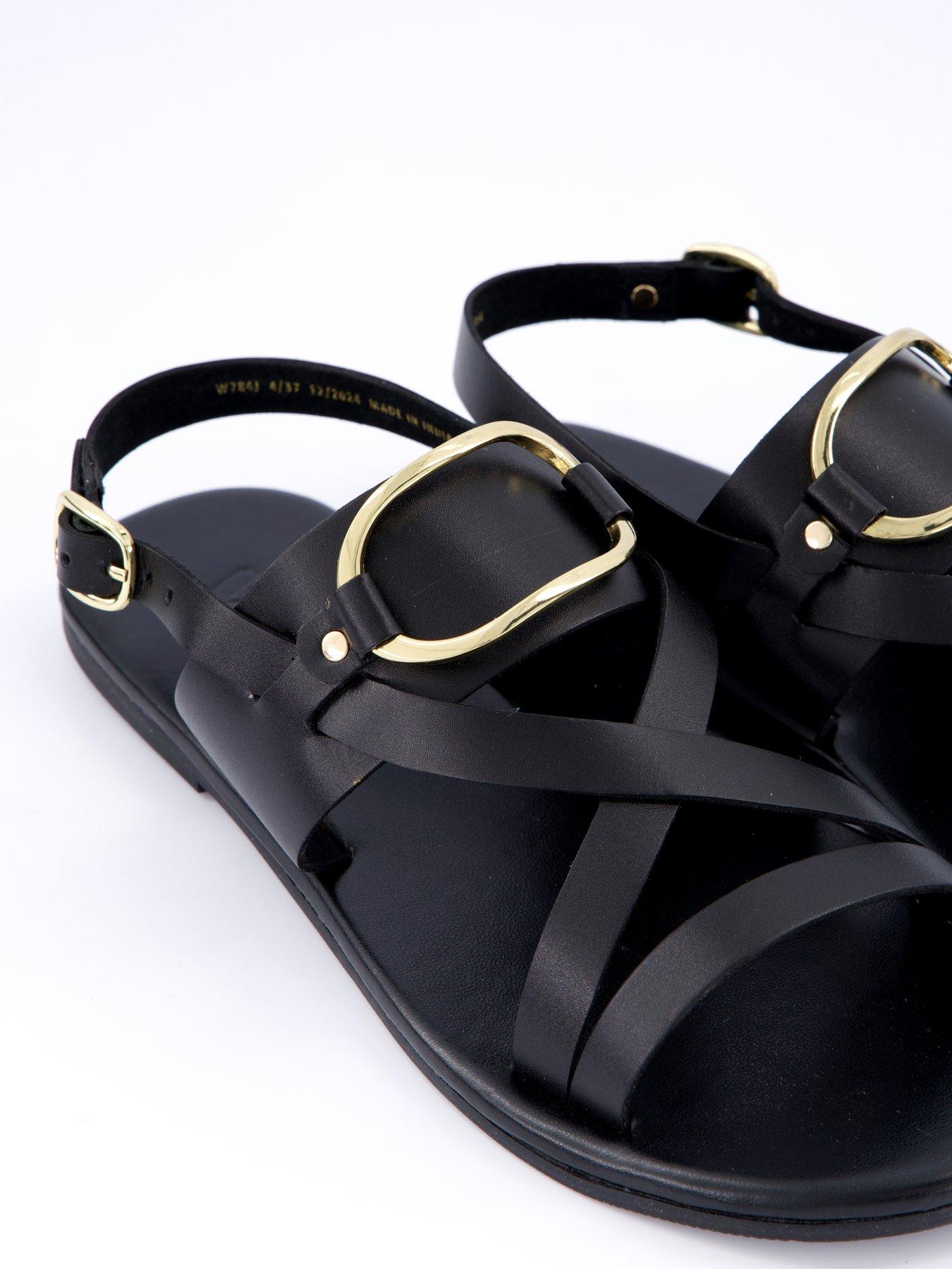  image of v-by-very-leather-strappy-sandal-black