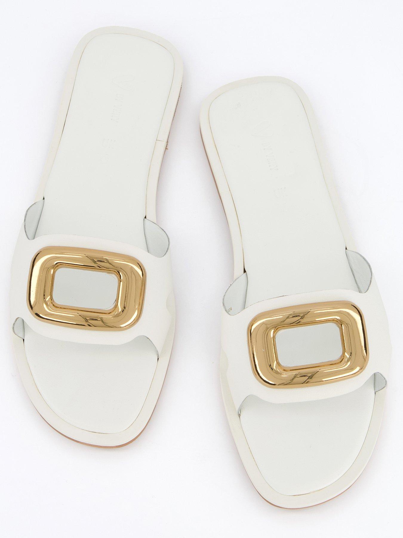  image of v-by-very-large-metal-eyelet-slider-white