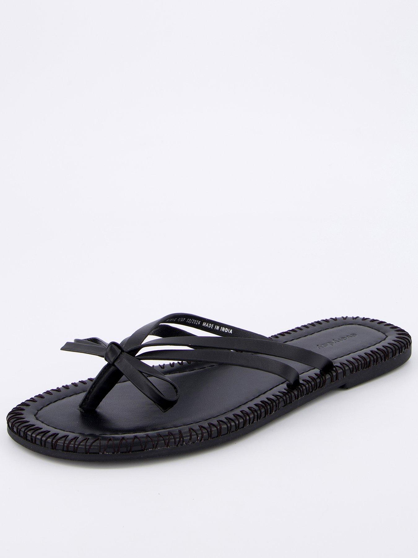  image of everyday-leather-bow-toe-post-sandals-blacknbsp