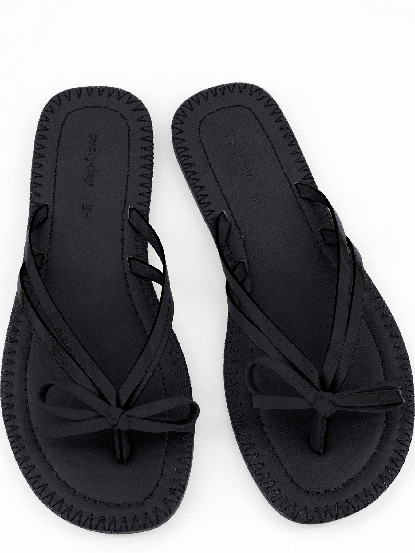  image of everyday-leather-bow-toe-post-sandals-blacknbsp