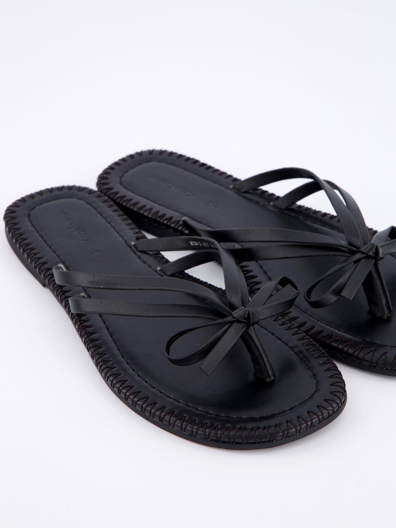  image of everyday-leather-bow-toe-post-sandals-blacknbsp