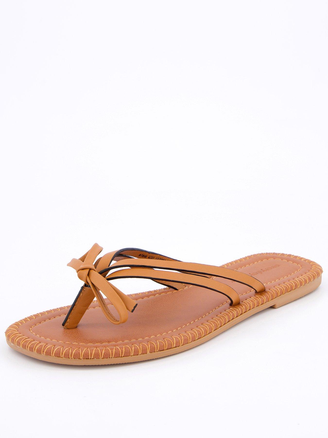 everyday-leather-bow-toe-post-sandals-brownnbsp