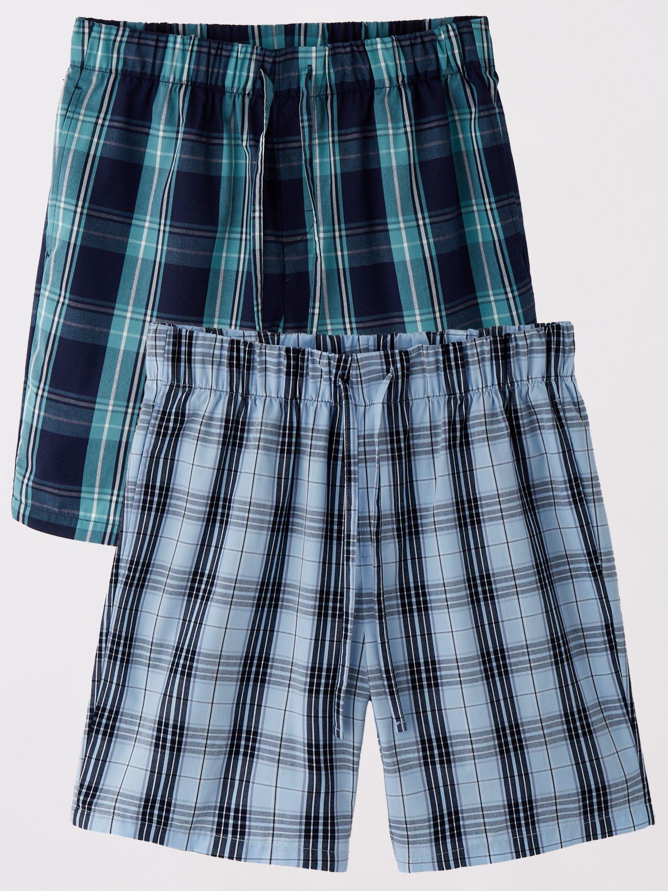  image of very-man-2-pack-cotton-blend-check-pyjama-short-navy