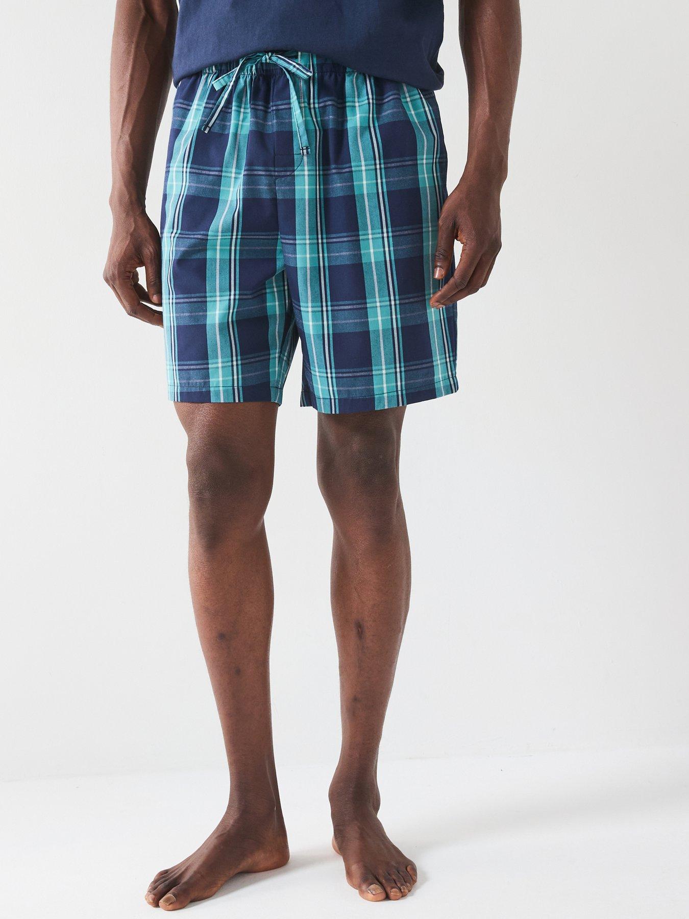  image of very-man-2-pack-cotton-blend-check-pyjama-short-navy