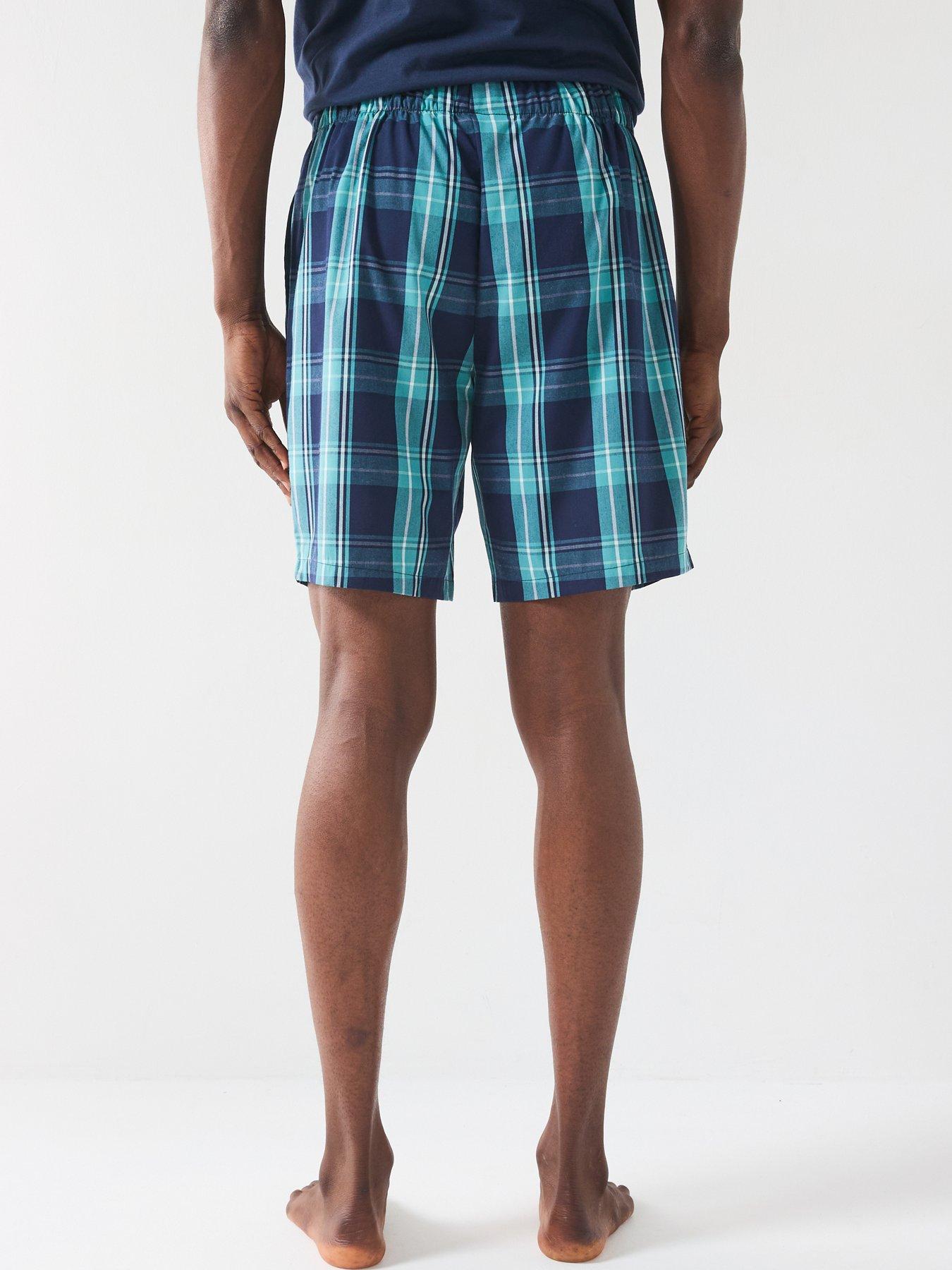  image of very-man-2-pack-cotton-blend-check-pyjama-short-navy
