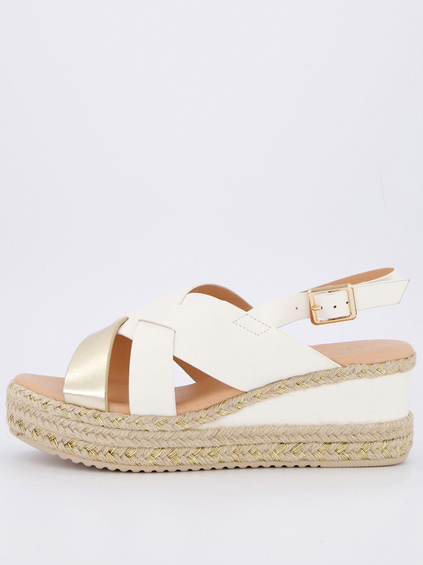 V by Very Wide Fit Wedge Sandal White Littlewoods