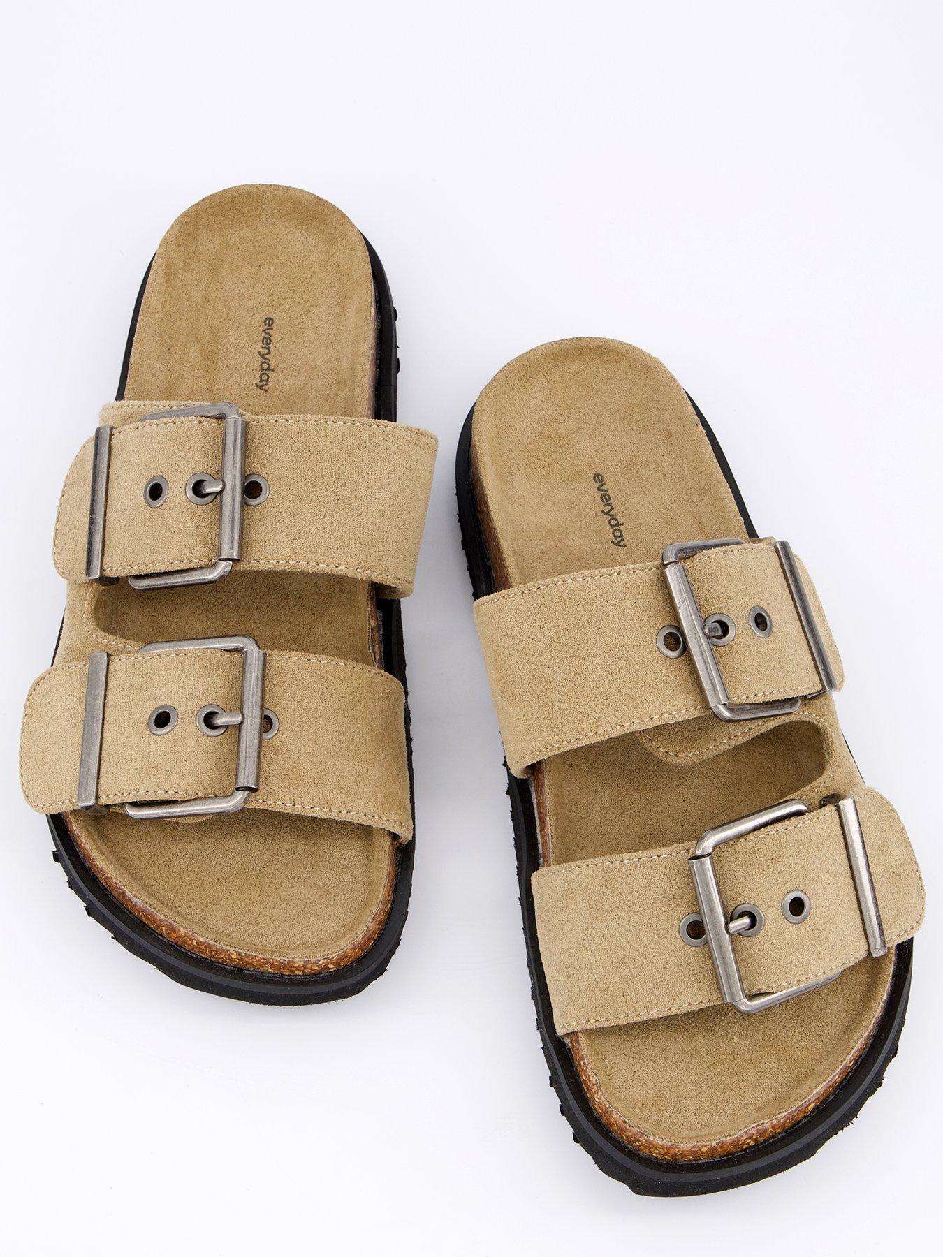  image of everyday-extra-wide-fit-footbed-sandals-taupe