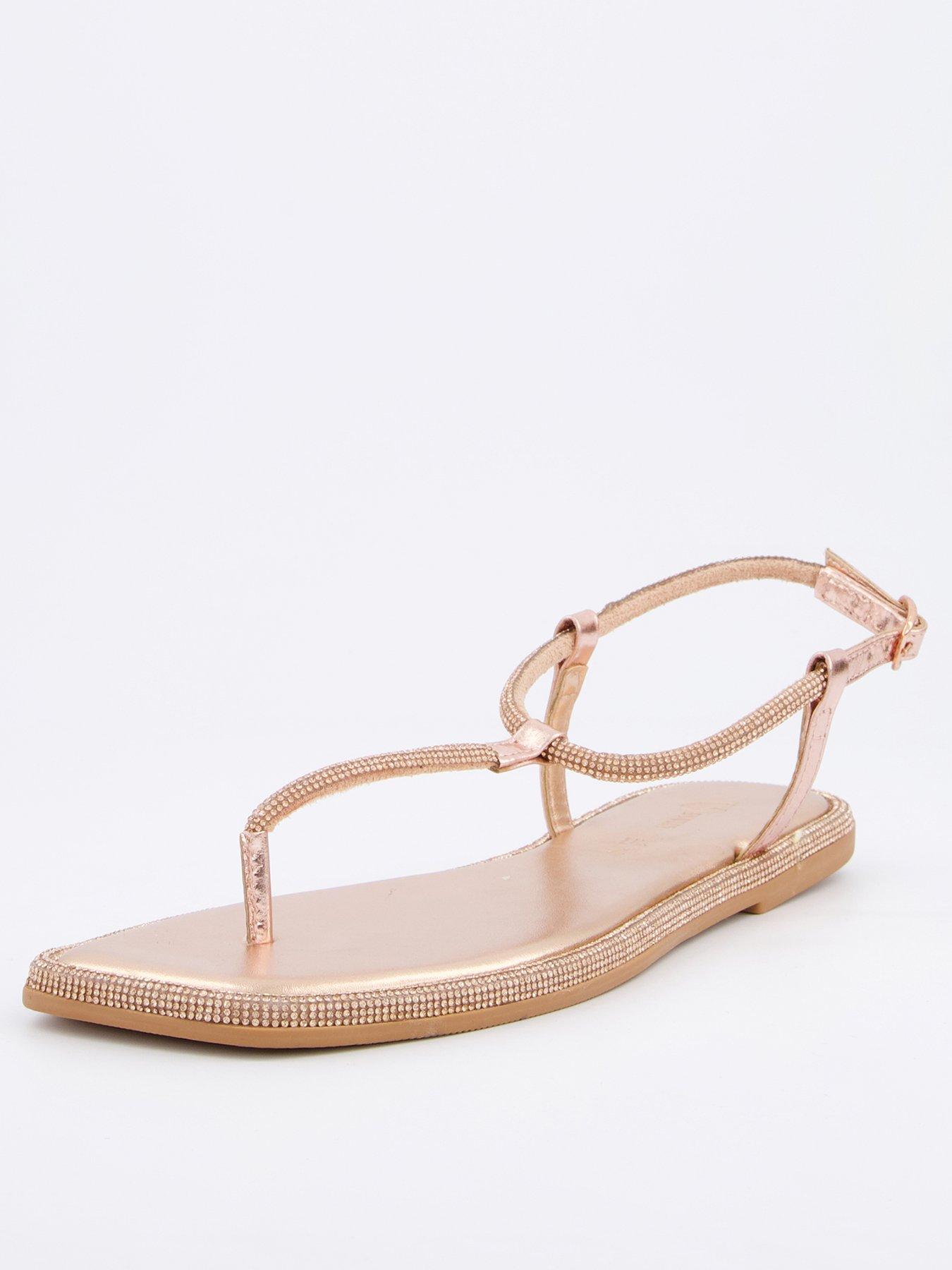  image of v-by-very-diamante-toe-post-sandal-rose