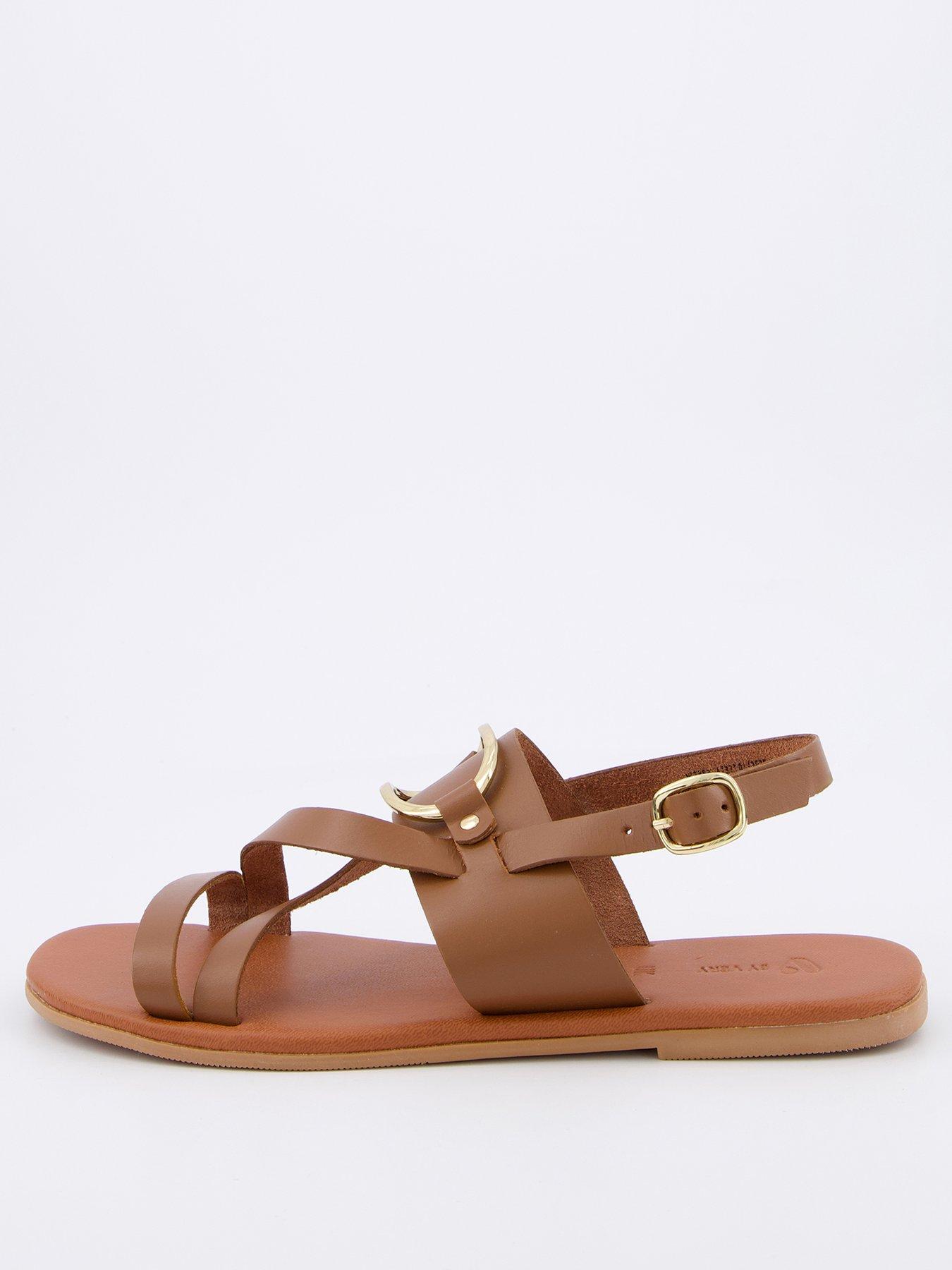  image of v-by-very-leather-strappy-sandal-tan