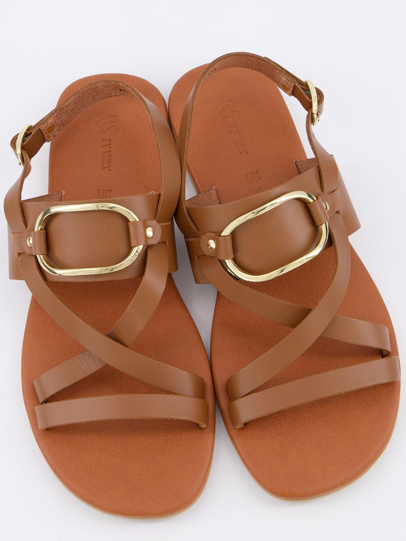  image of v-by-very-leather-strappy-sandal-tan