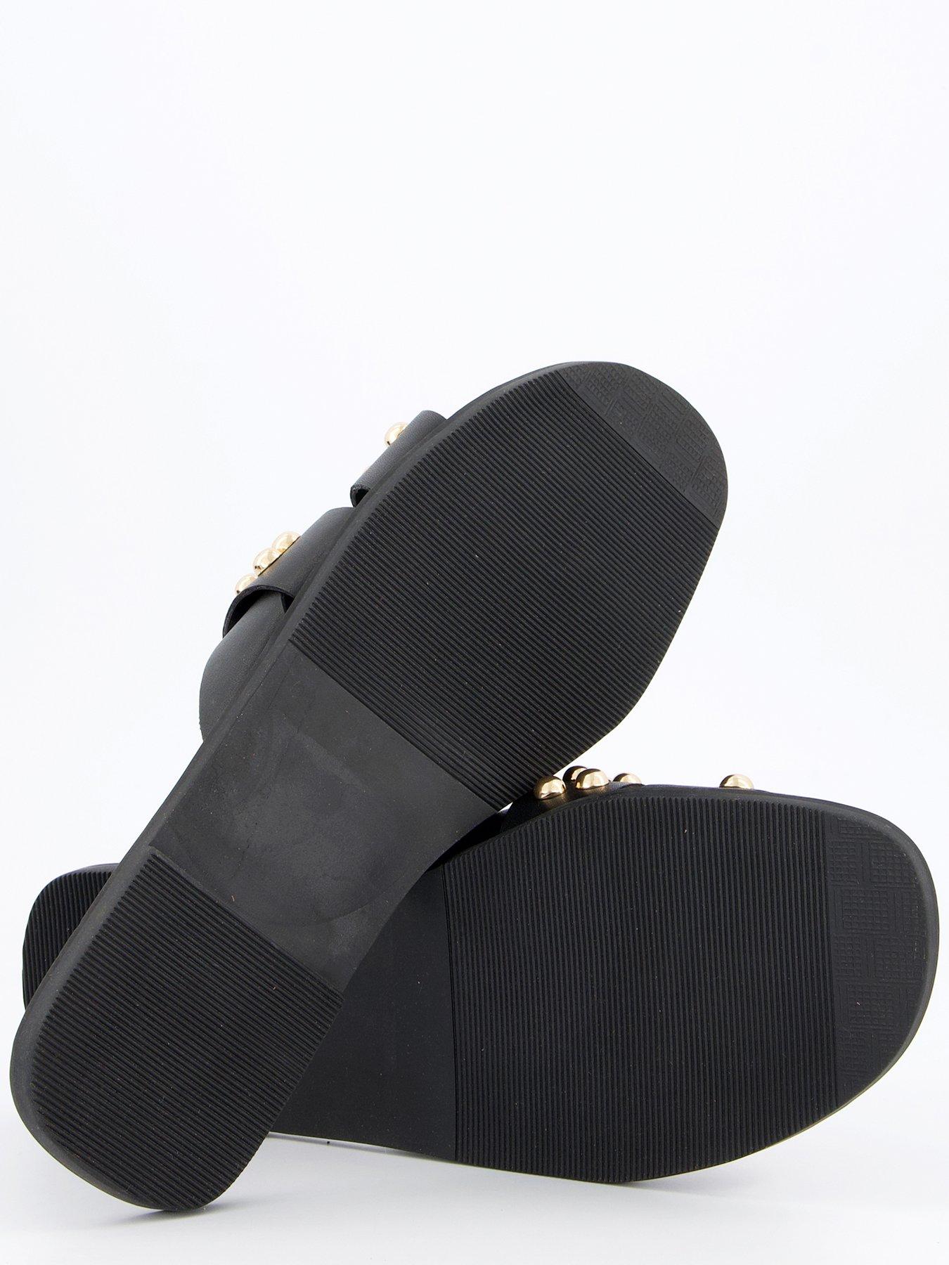  image of v-by-very-leather-studded-slider-blackgold