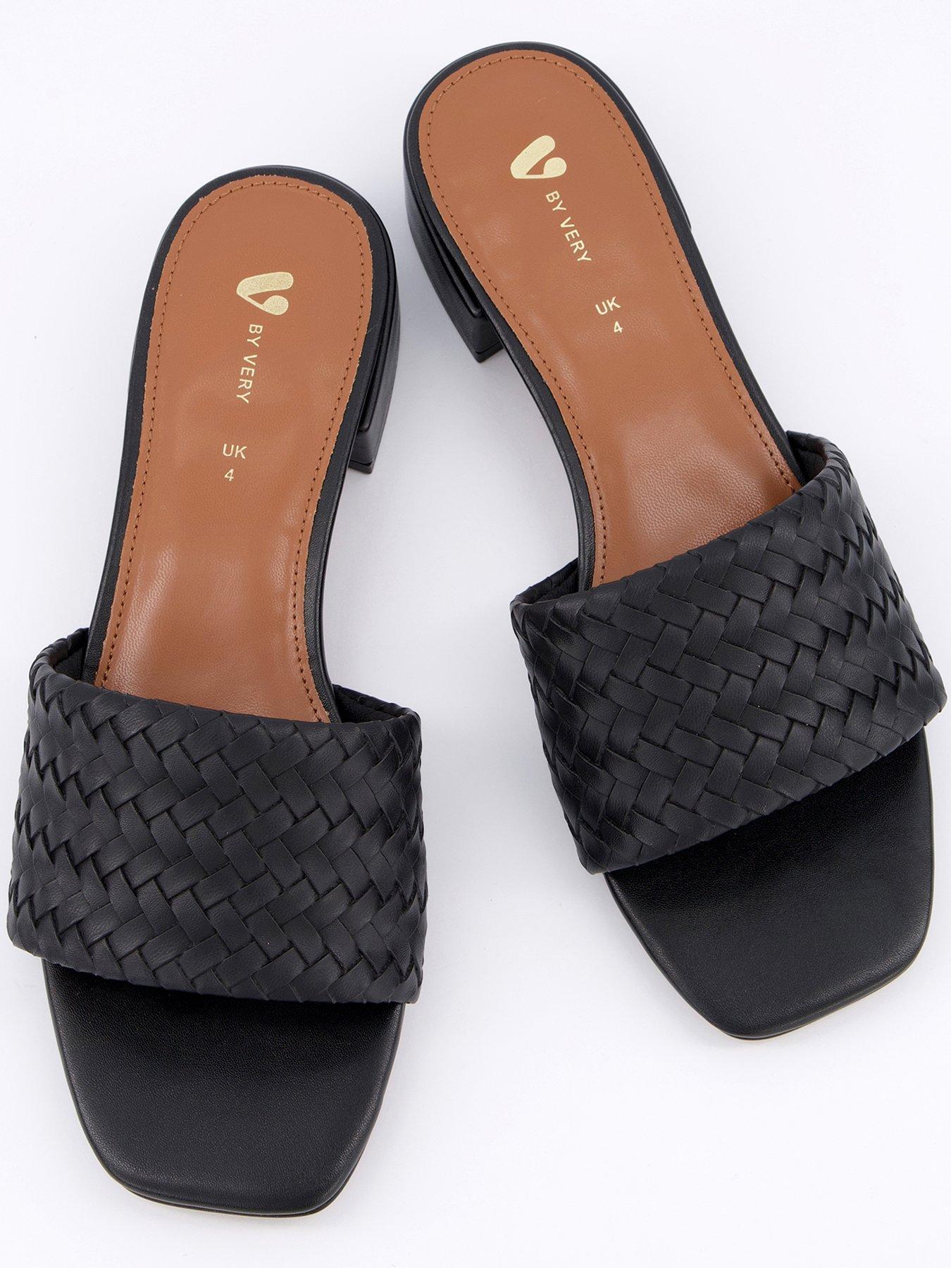  image of v-by-very-weave-low-heel-sliders-black