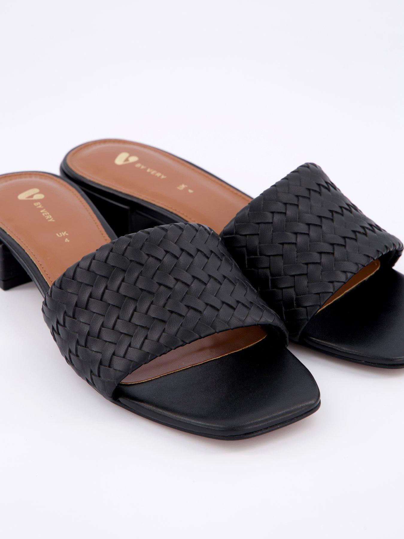  image of v-by-very-weave-low-heel-sliders-black
