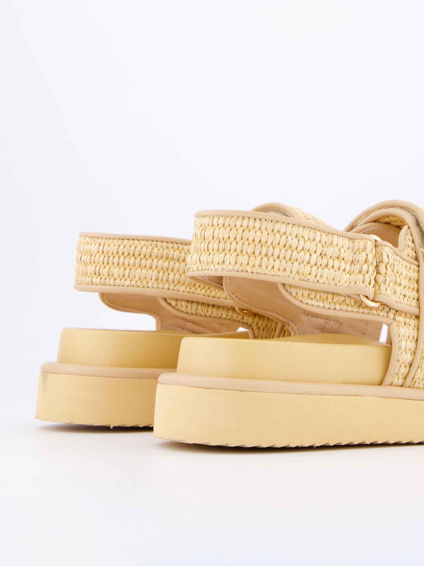 Image 6 of 7 of V by Very Wide Fit Raffia Double Buckle Footbed - Natural