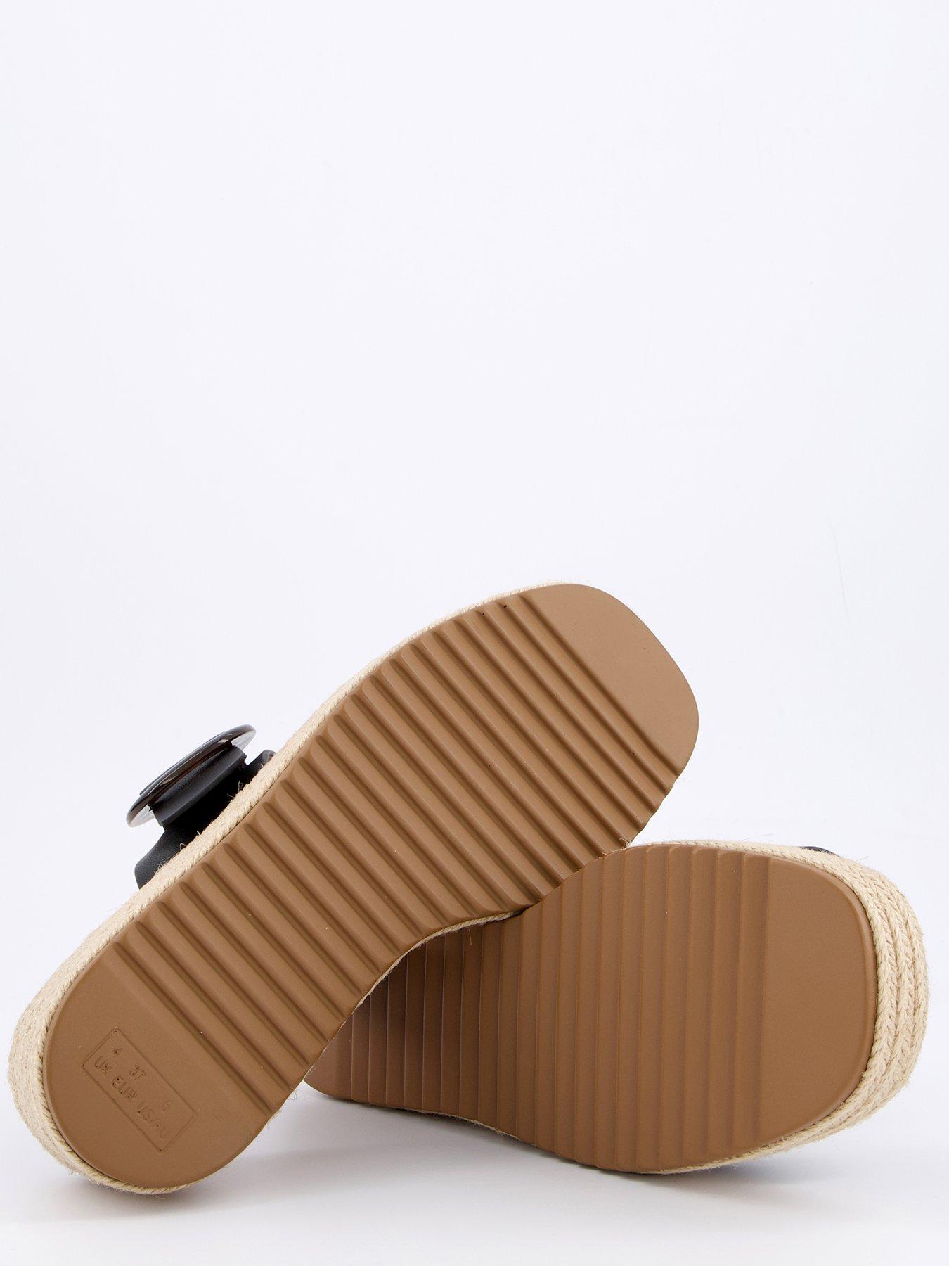  image of v-by-very-wide-fit-double-strap-flatform-espadrille-sandals-black