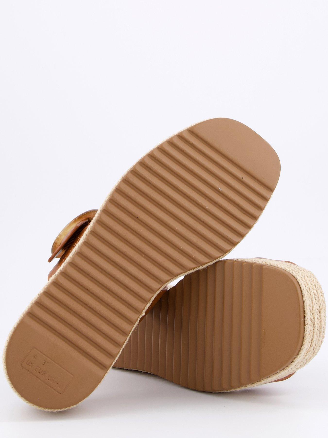 image of v-by-very-wide-fit-double-strap-flatform-espadrille-sandals-brown