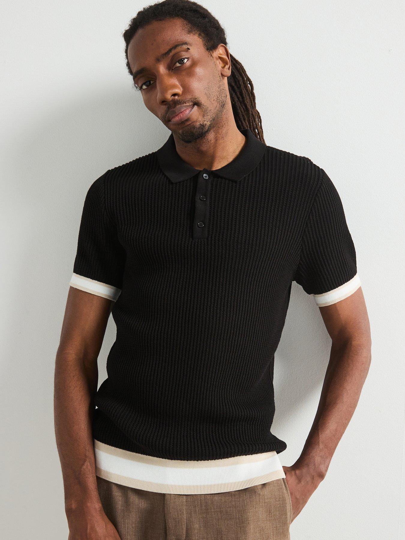 very-man-knitted-tipped-polo-shirt-black