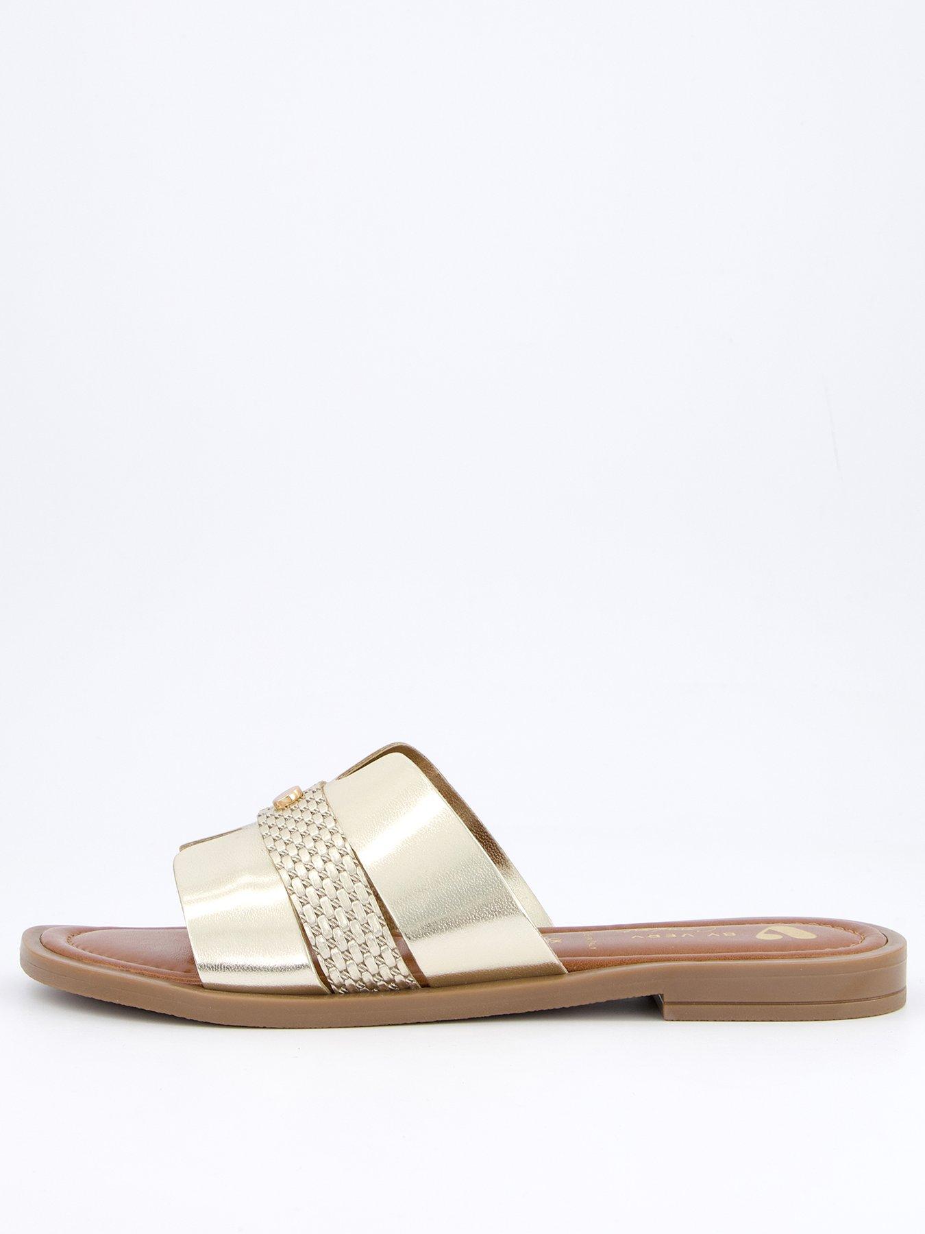 V by Very Comfort Wide Fit Comfort Sliders Gold Littlewoods