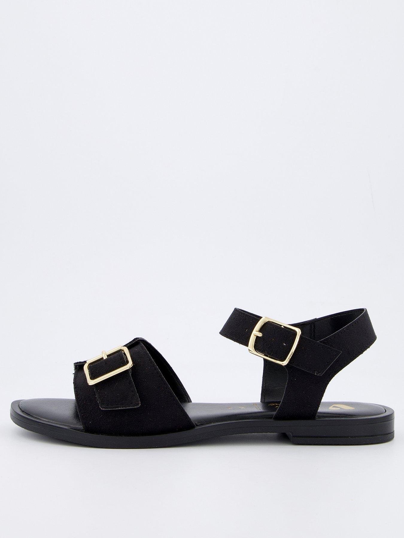  image of v-by-very-comfort-wide-fit-comfort-sandal-with-buckles-black