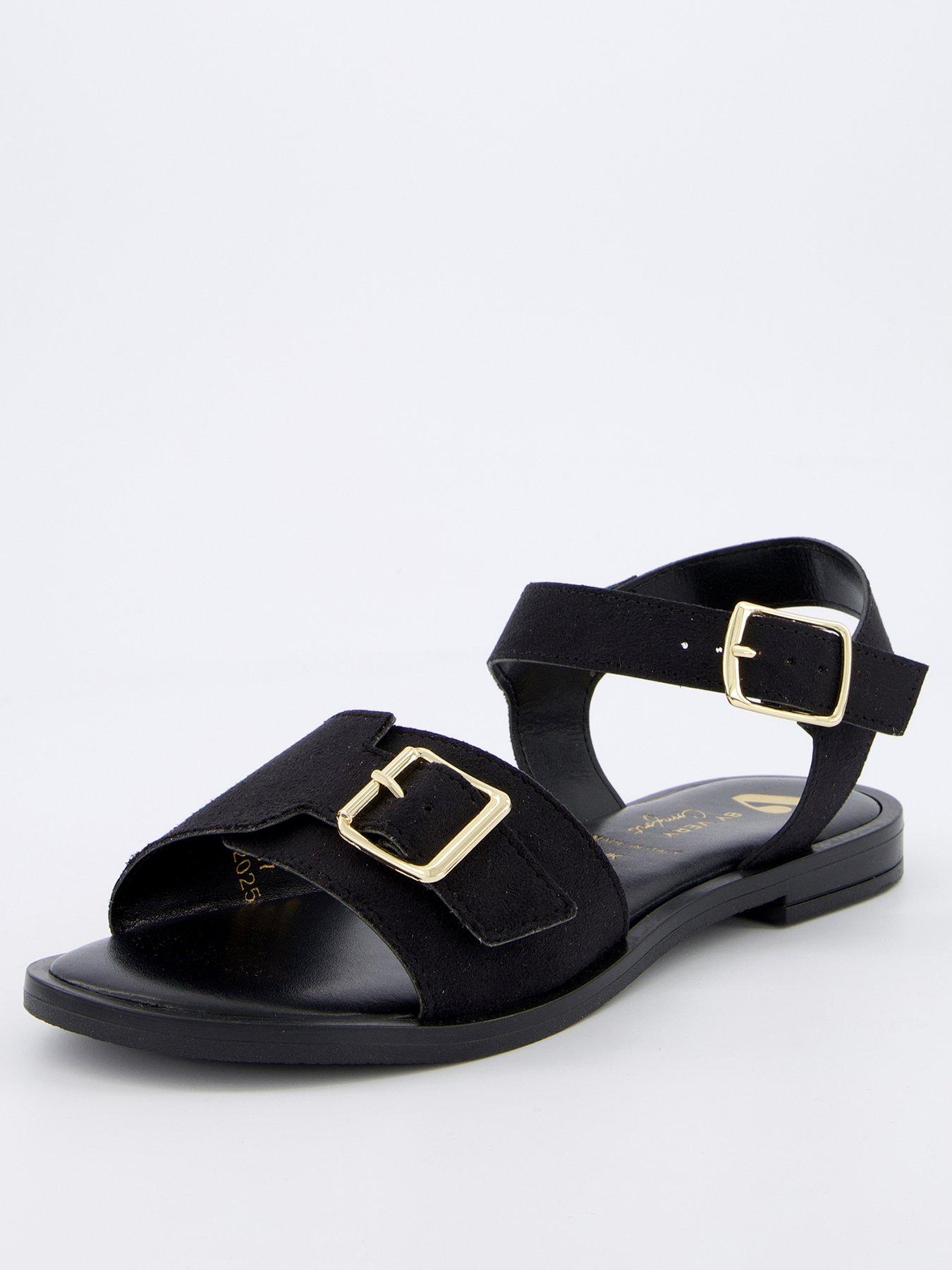  image of v-by-very-comfort-wide-fit-comfort-sandal-with-buckles-black