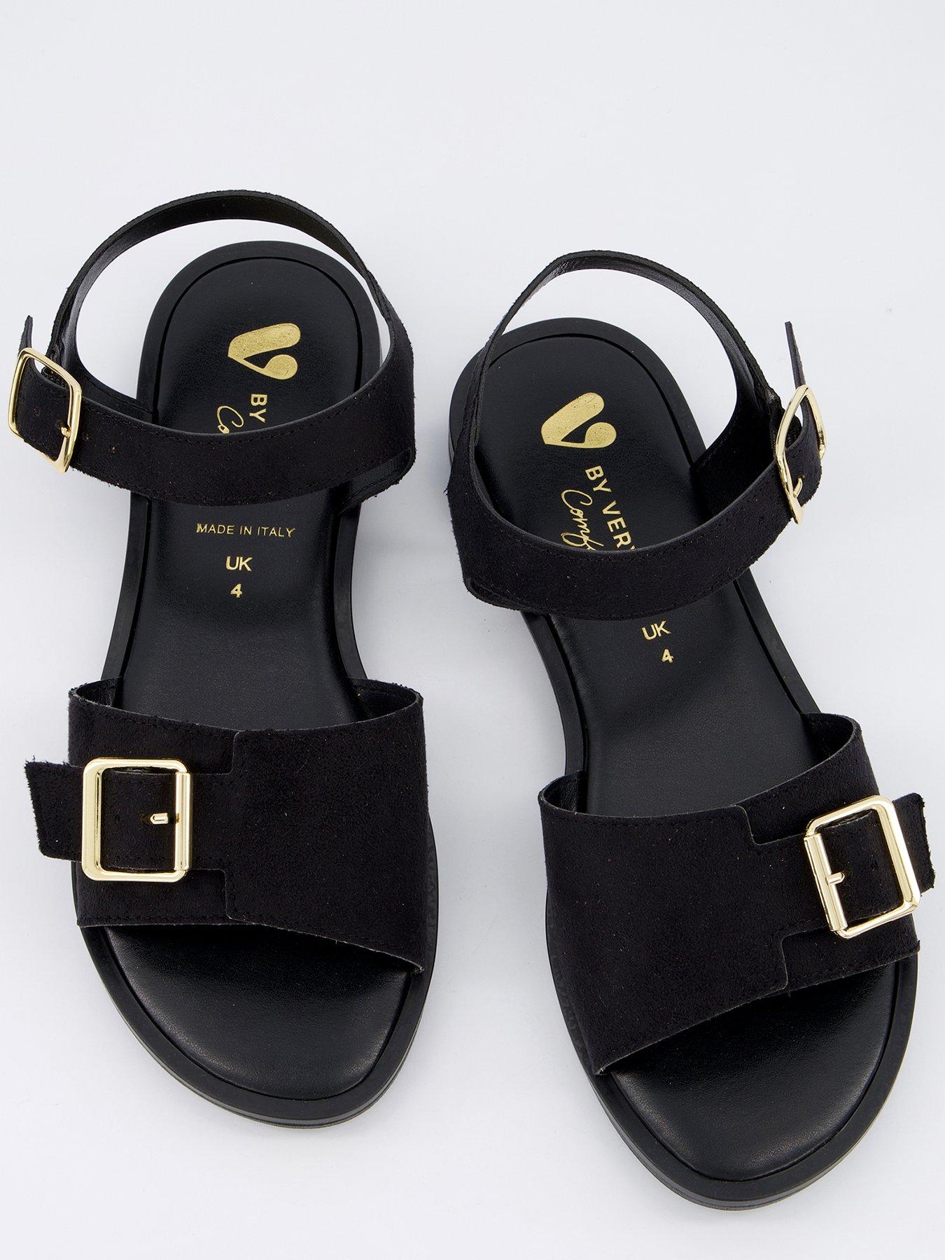  image of v-by-very-comfort-wide-fit-comfort-sandal-with-buckles-black