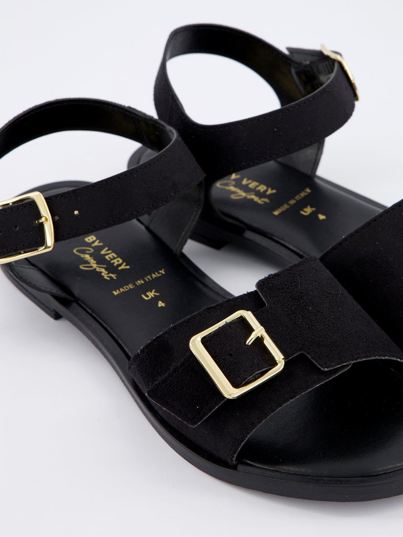  image of v-by-very-comfort-wide-fit-comfort-sandal-with-buckles-black