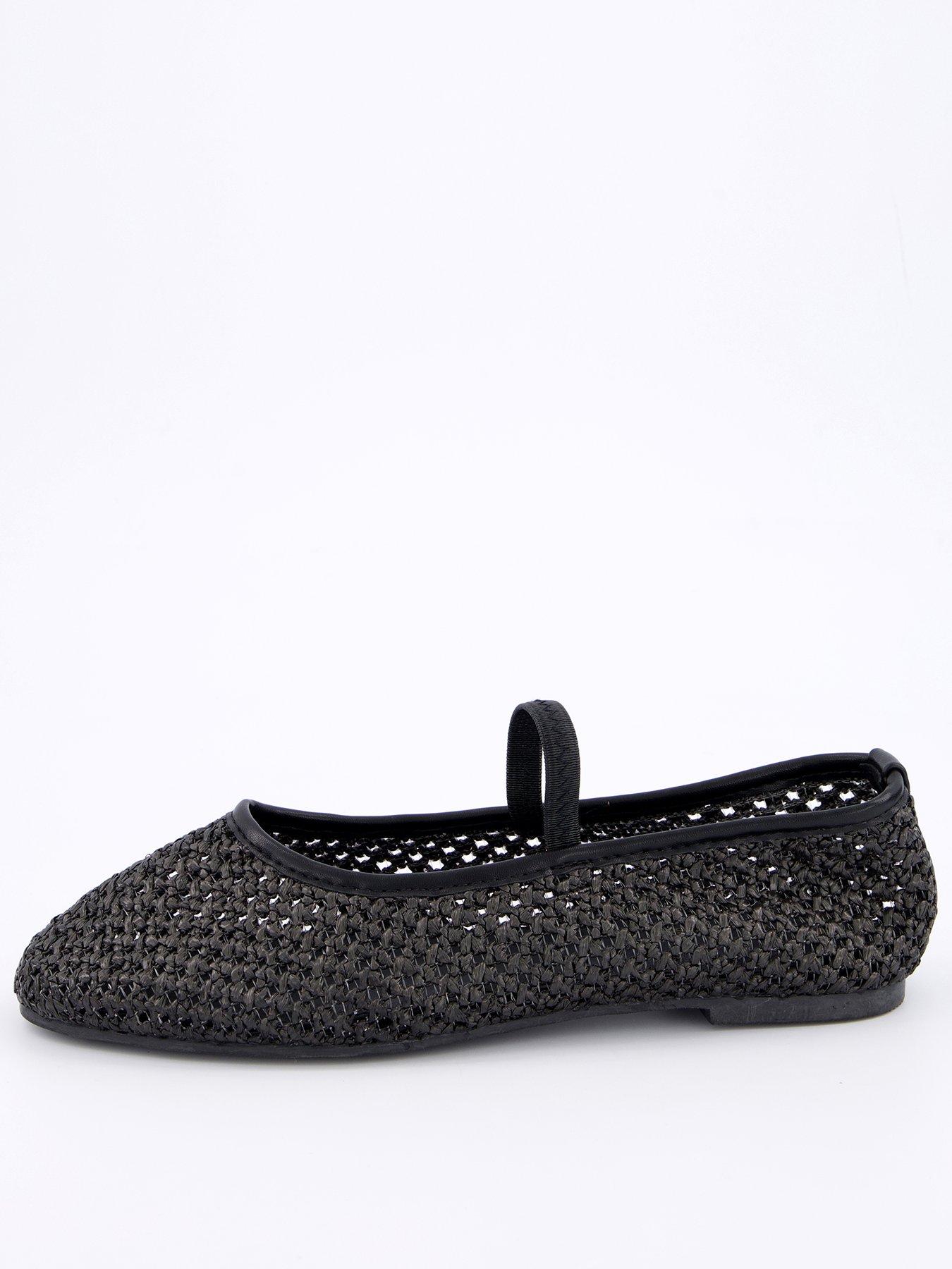 undefined Wide Fit Mesh Ballerina - Black