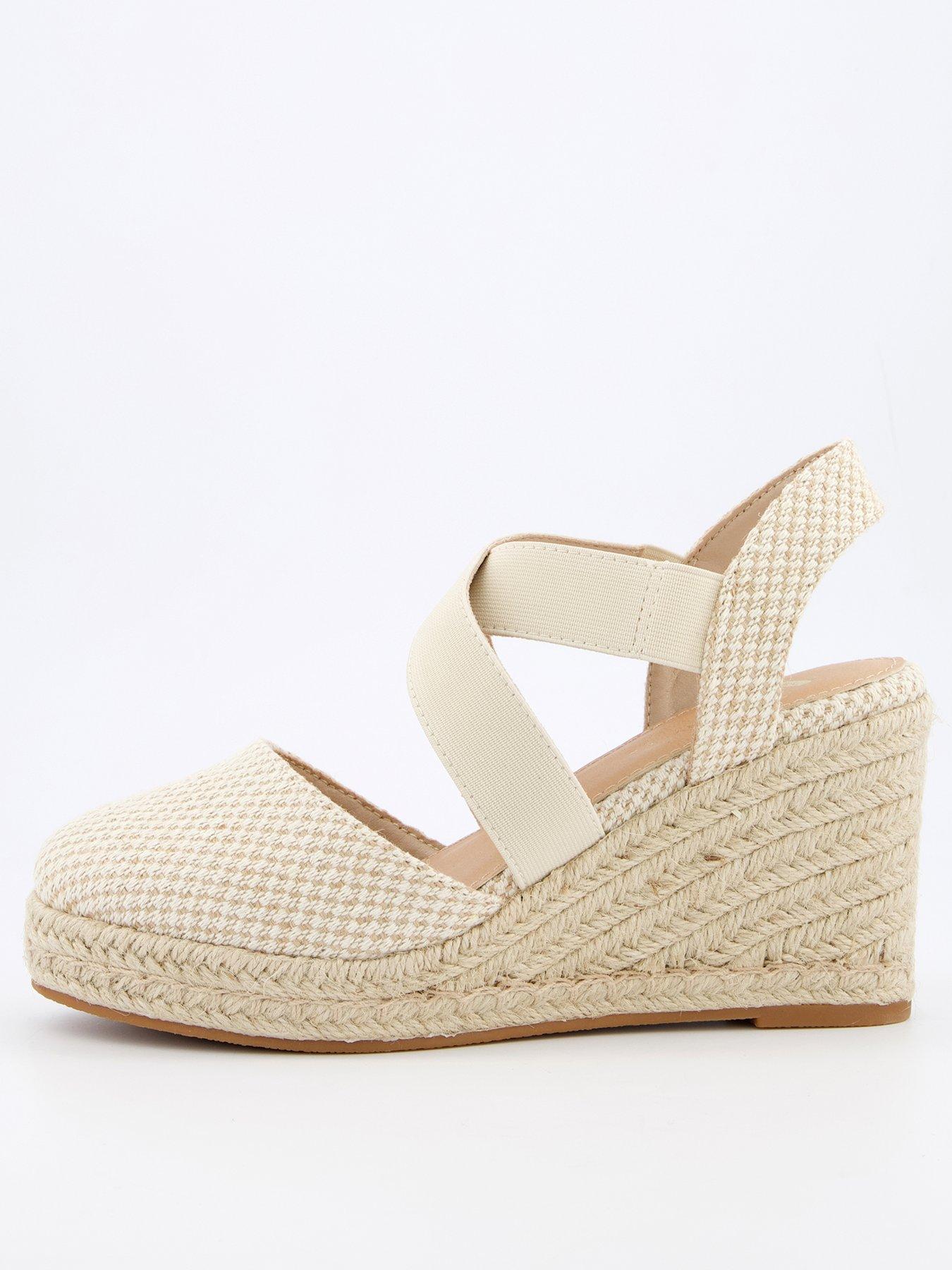 V by Very Extra Wide Fit Closed Toe Wedge With Elastic Strap