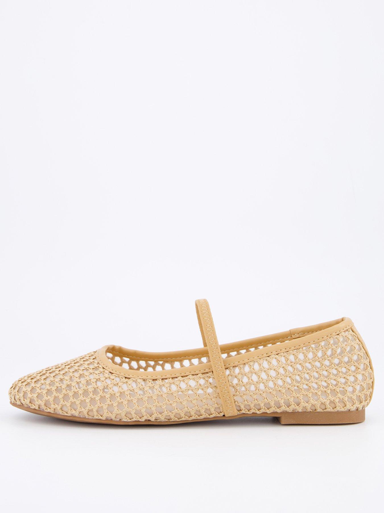  image of v-by-very-mesh-round-toe-ballerina-flatsnbsp--natural