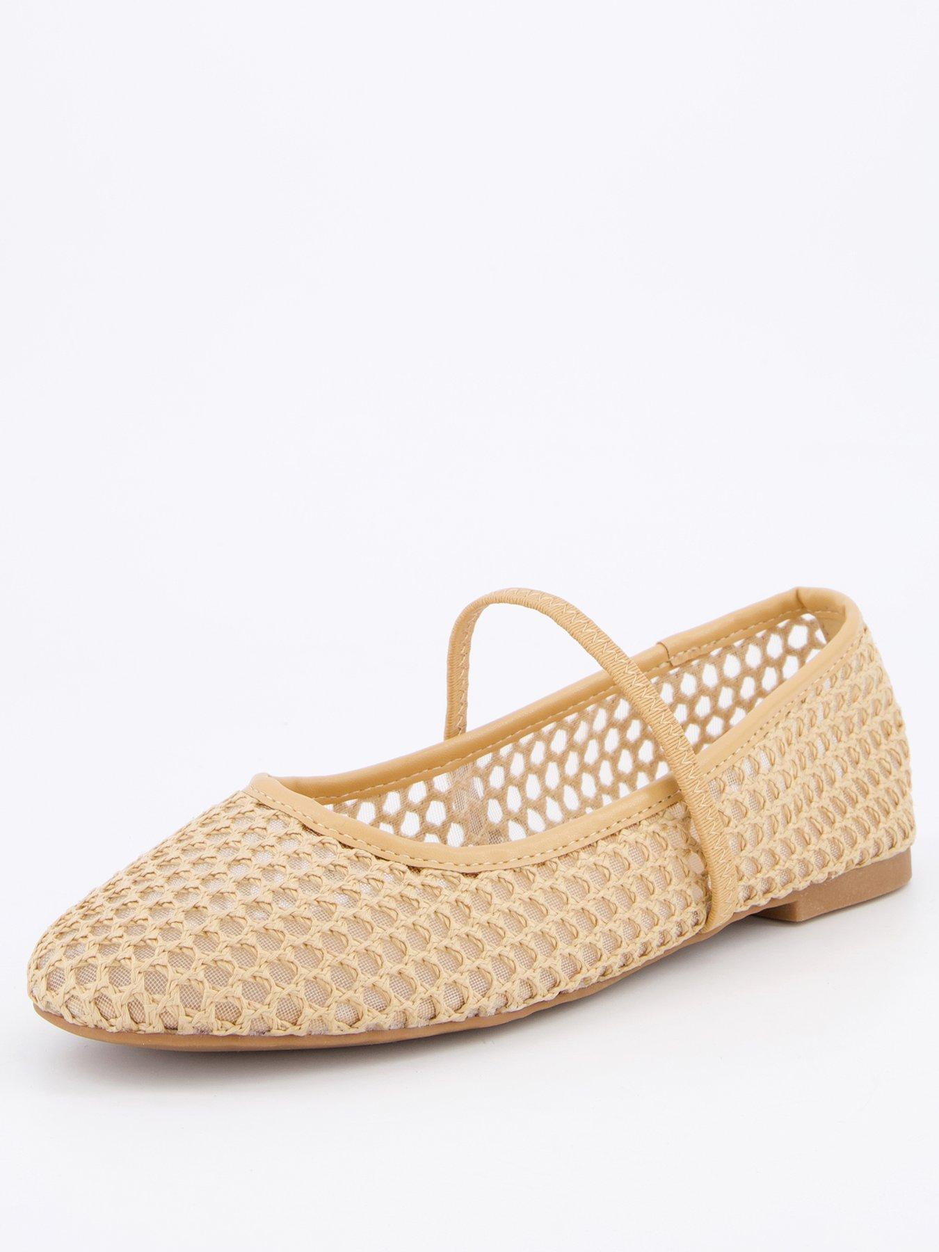  image of v-by-very-mesh-round-toe-ballerina-flatsnbsp--natural