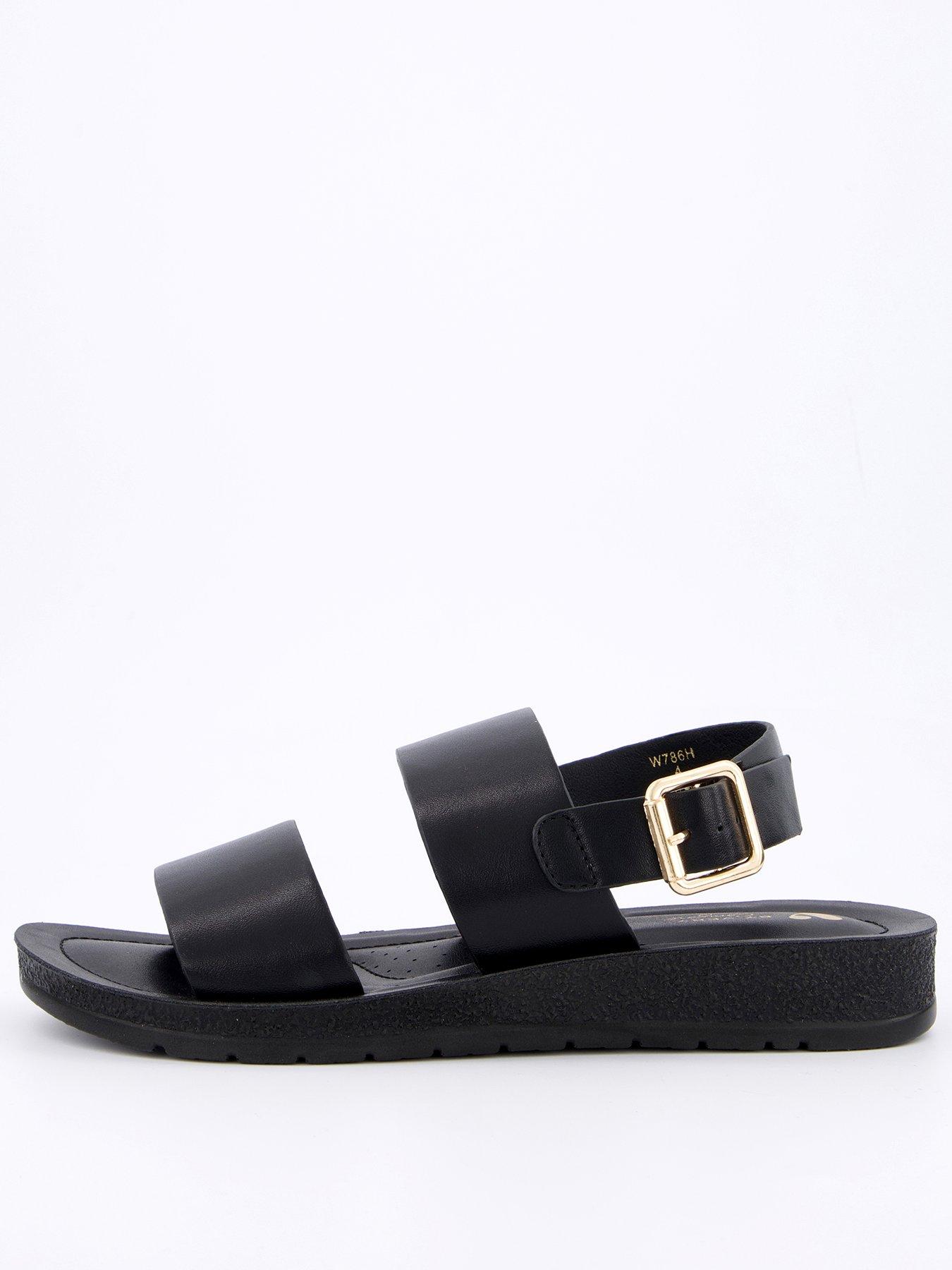  image of v-by-very-comfort-comfort-twin-strap-sandals-black