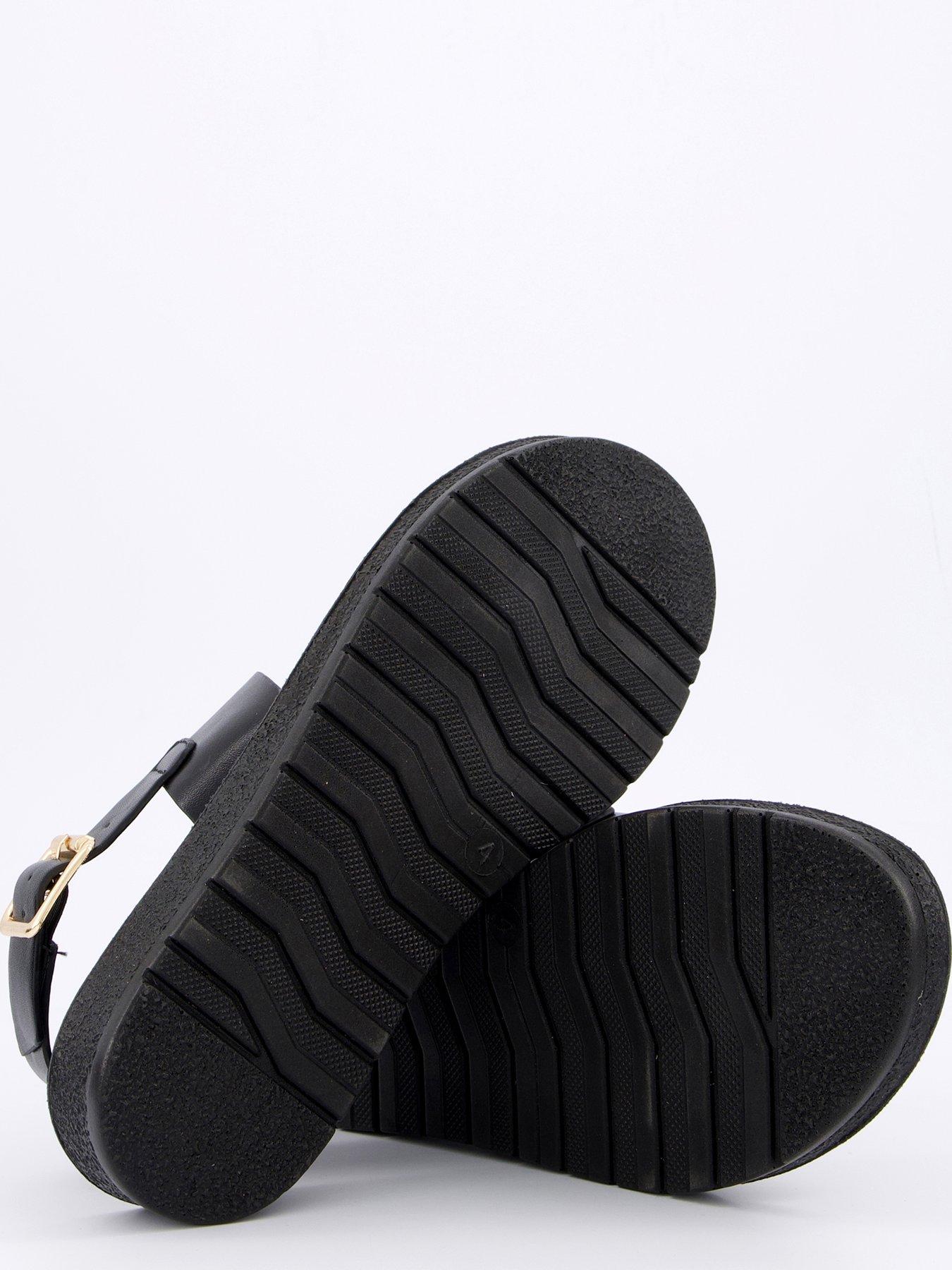  image of v-by-very-comfort-comfort-twin-strap-sandals-black