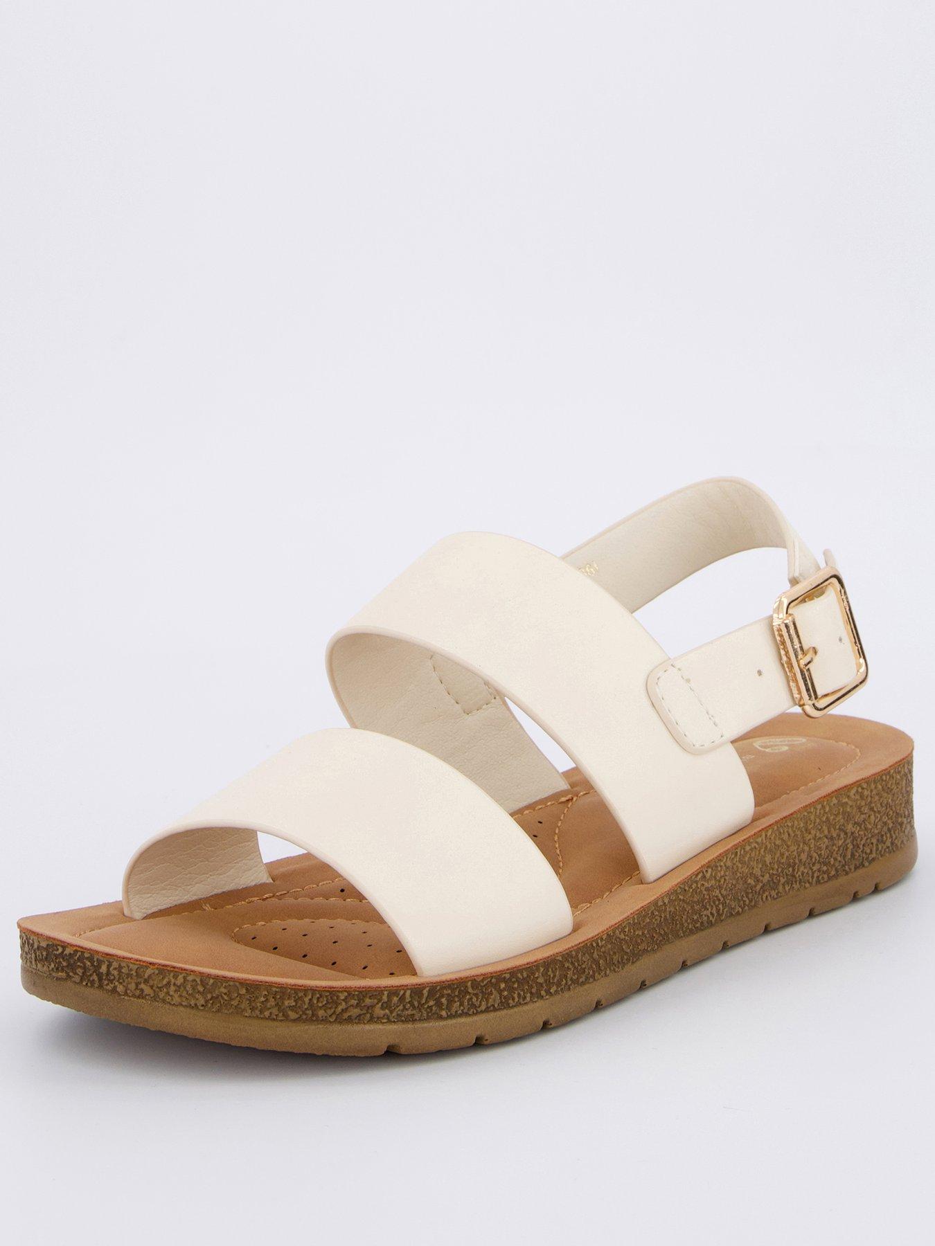  image of v-by-very-comfort-comfort-twin-strap-sandals-cream