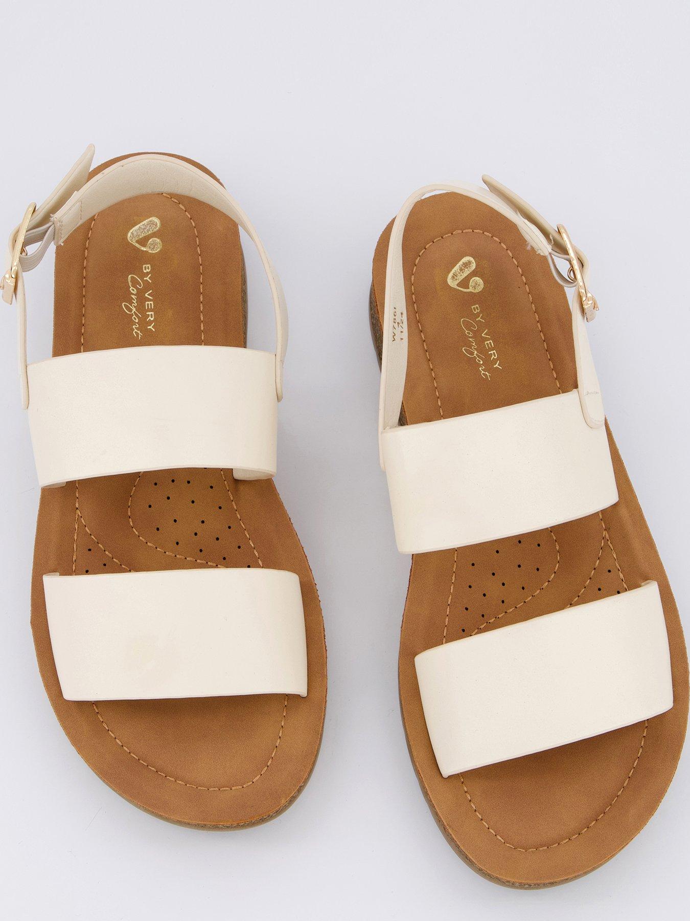  image of v-by-very-comfort-comfort-twin-strap-sandals-cream