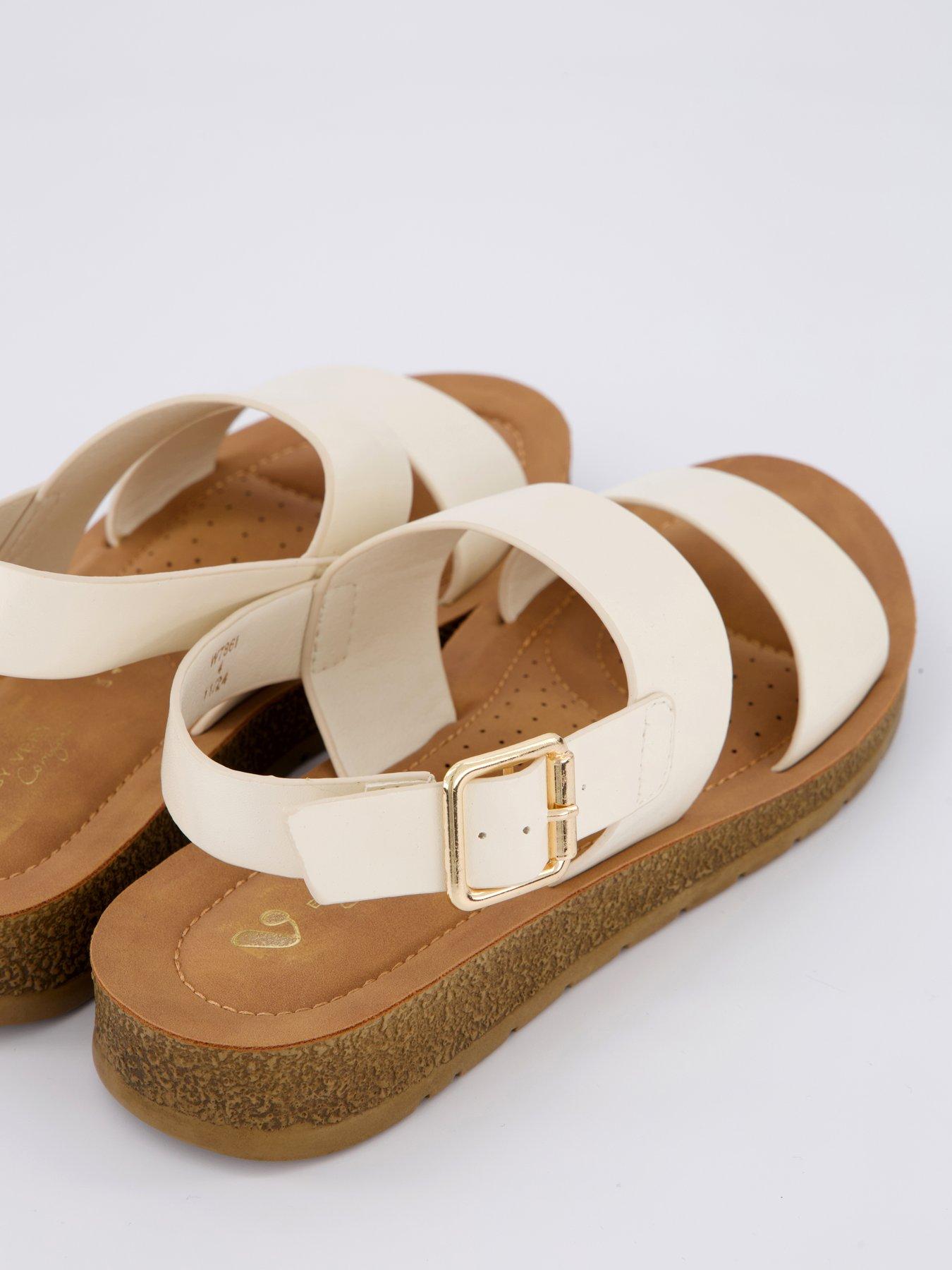  image of v-by-very-comfort-comfort-twin-strap-sandals-cream