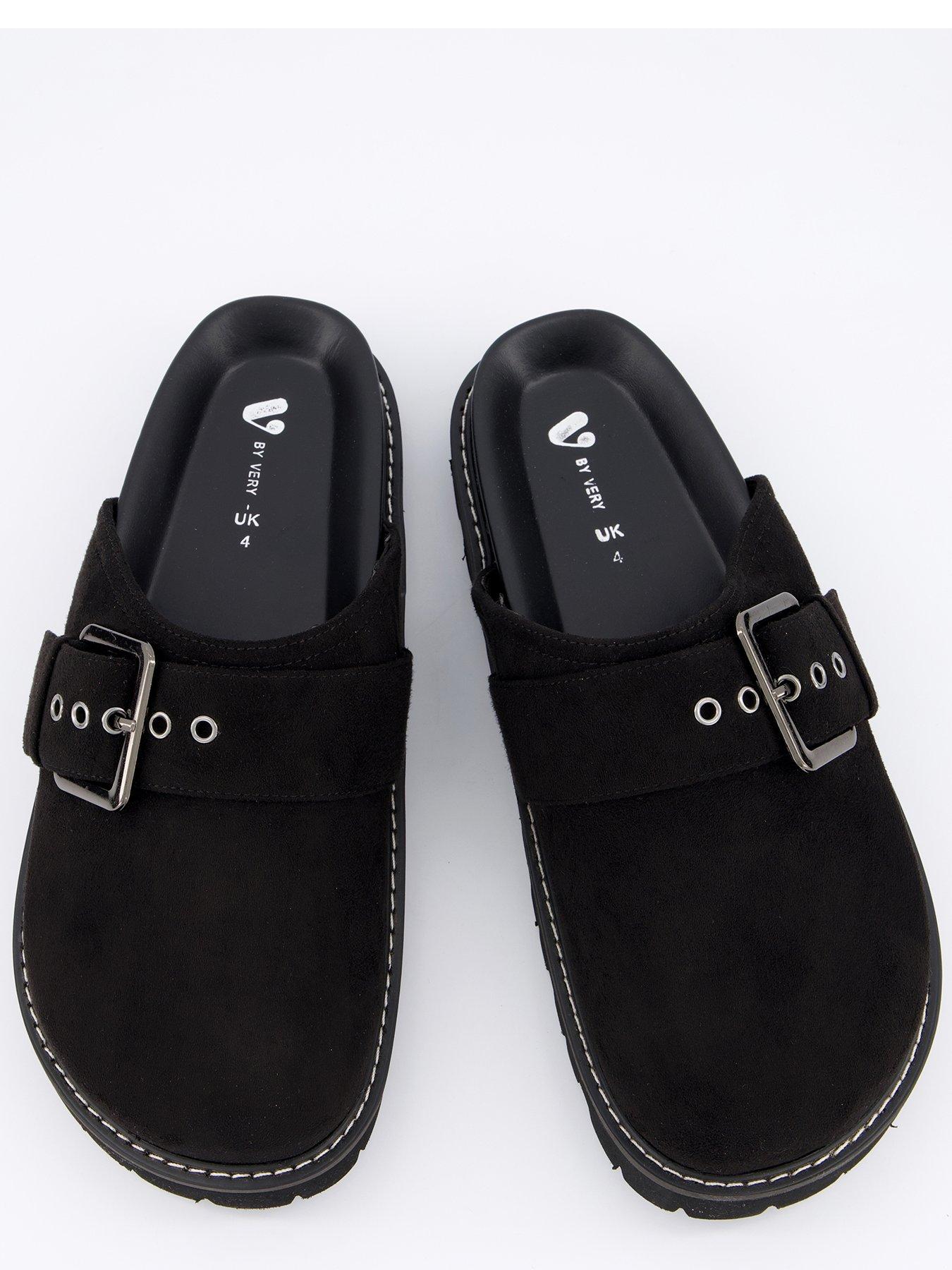  image of v-by-very-closed-toe-mule-with-large-buckle-black