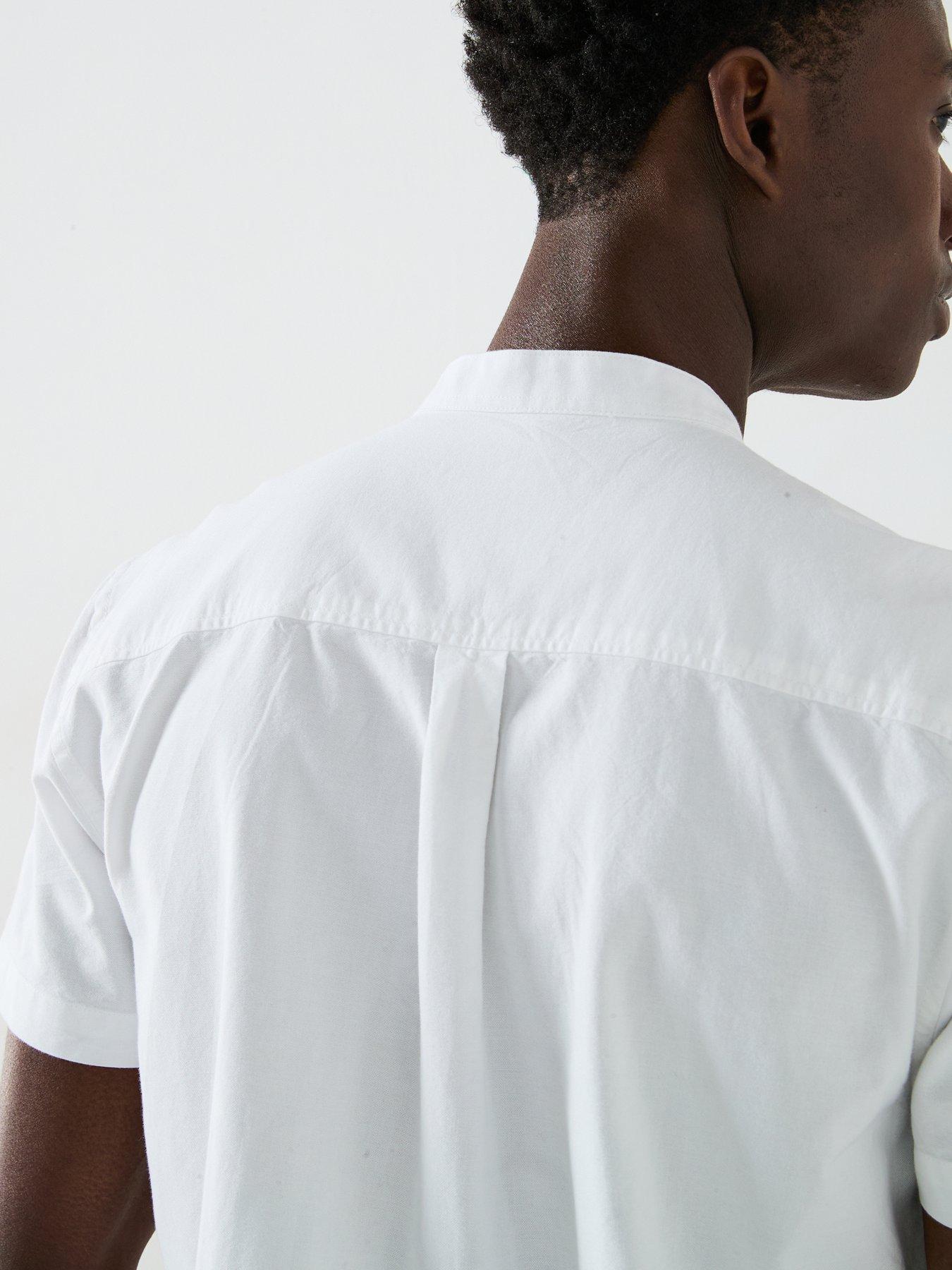 Image 6 of 6 of Everyday Short Sleeve Grandad Collar Oxford Shirt - White