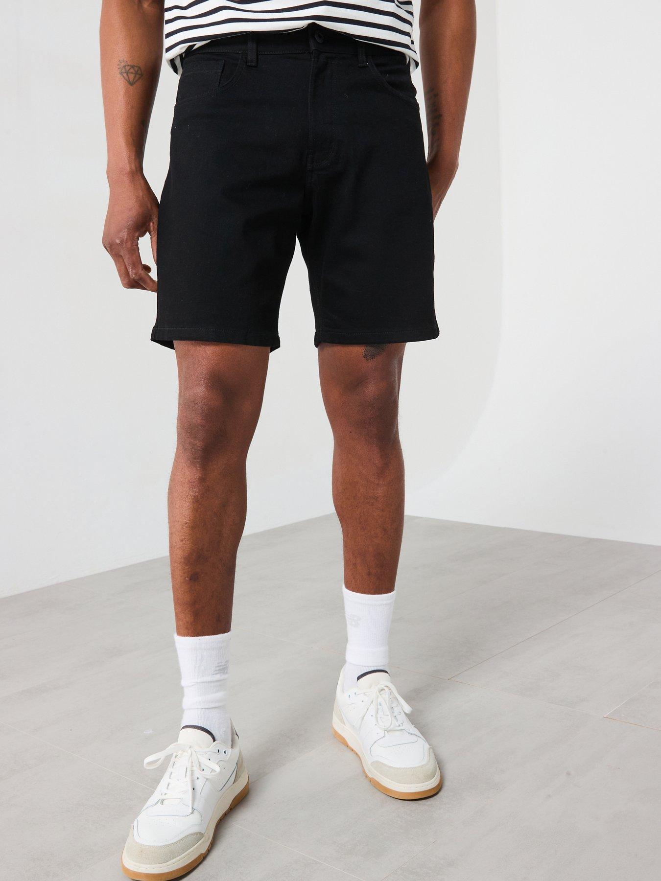 image of very-man-straight-denim-shorts-black