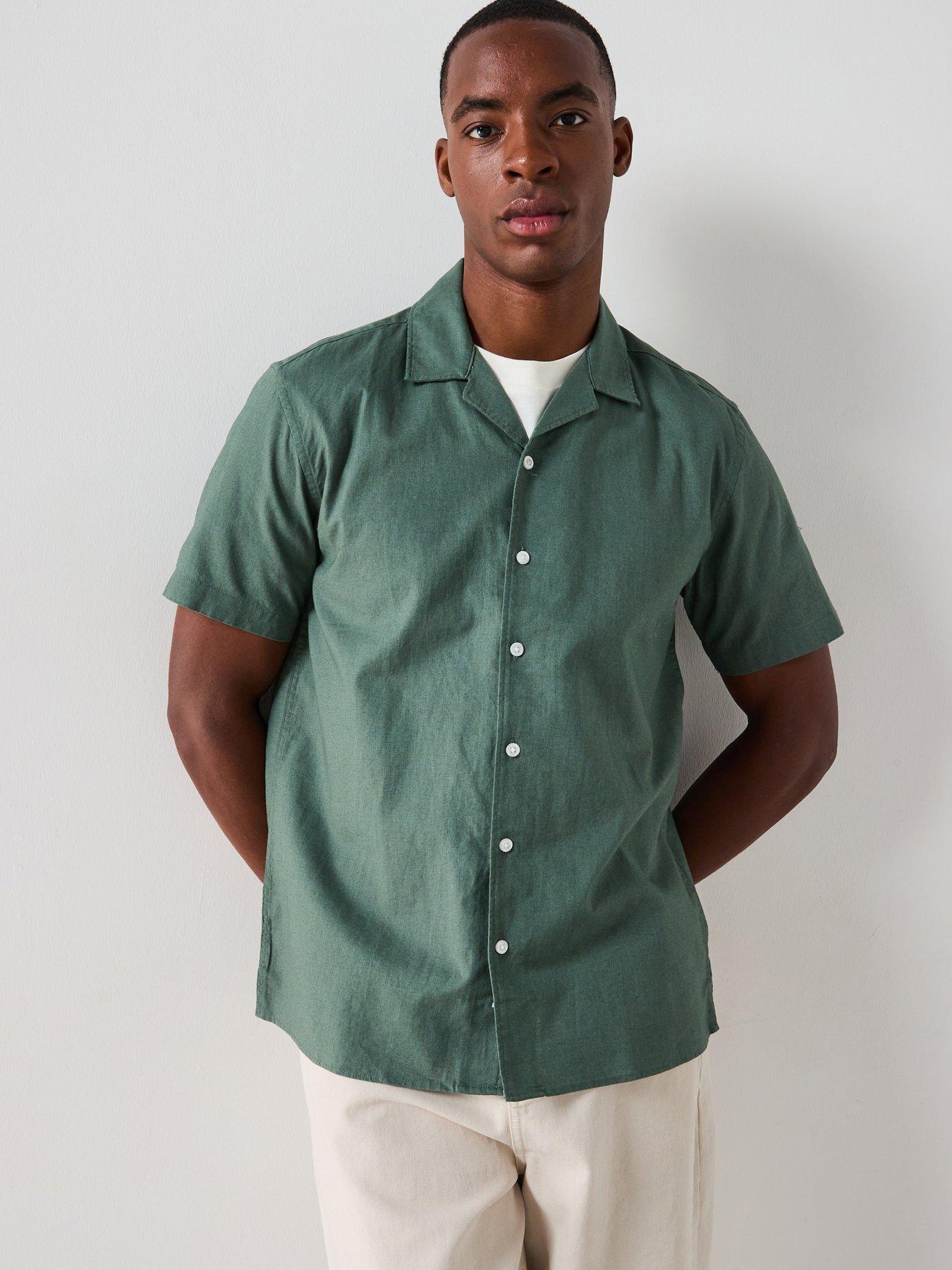 Everyday Short Sleeve Revere Collar Linen Shirt - Khaki