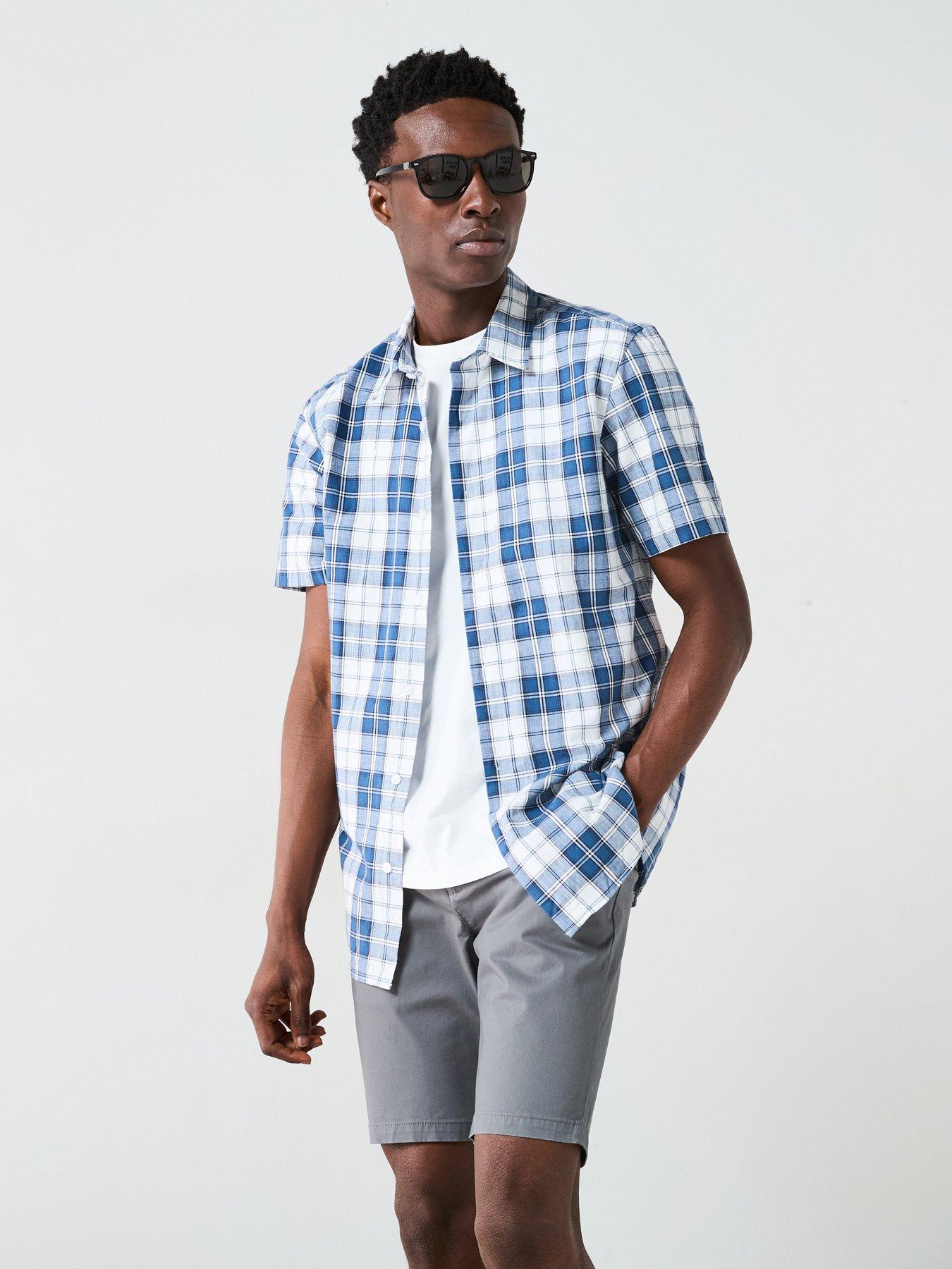 very-man-short-sleeve-check-shirt-navy