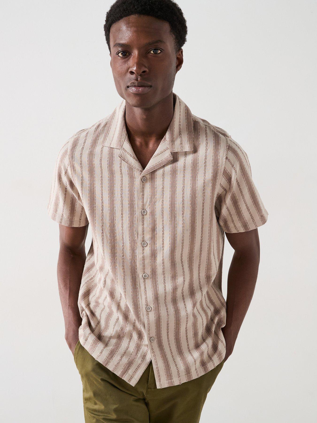 very-man-short-sleeve-revere-textured-stripe-shirt-stone