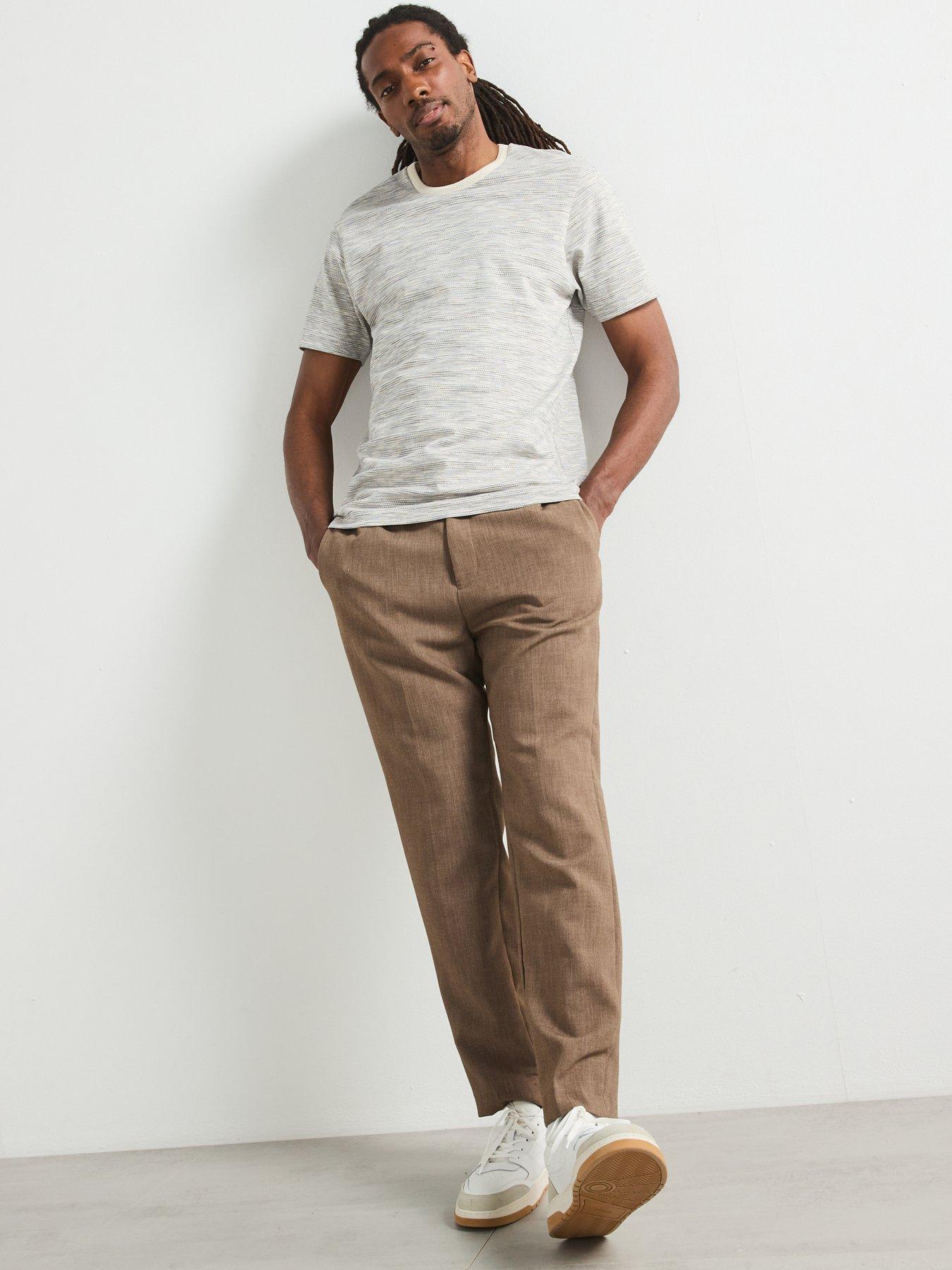  image of very-man-yarn-dye-textured-t-shirt-ecru-cream