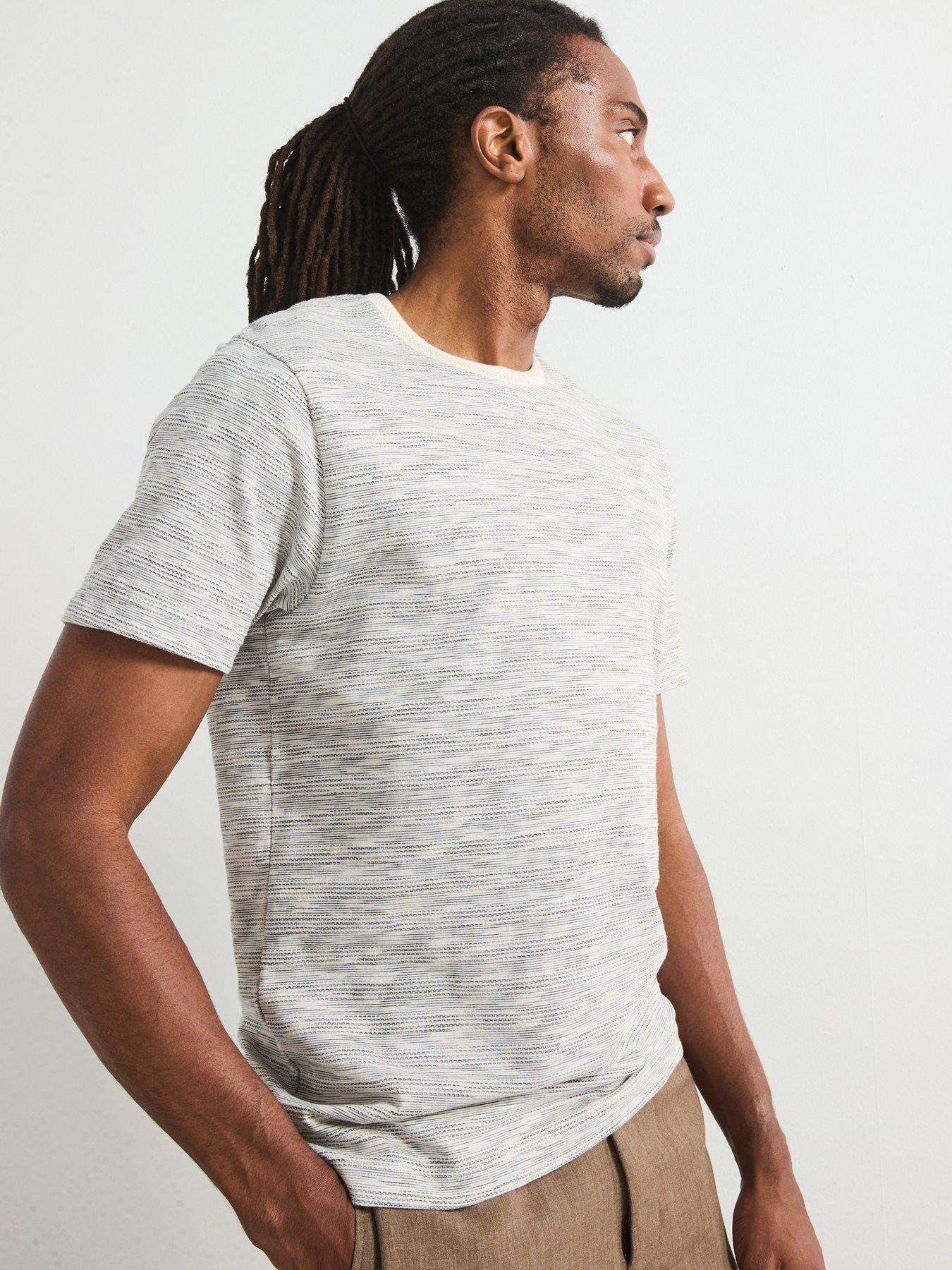  image of very-man-yarn-dye-textured-t-shirt-ecru-cream