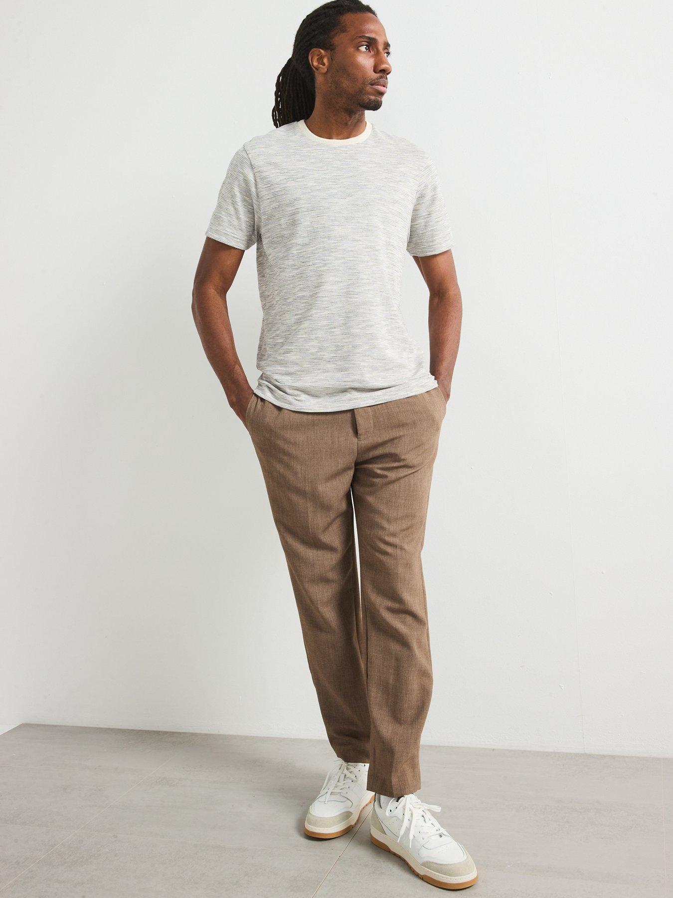  image of very-man-yarn-dye-textured-t-shirt-ecru-cream