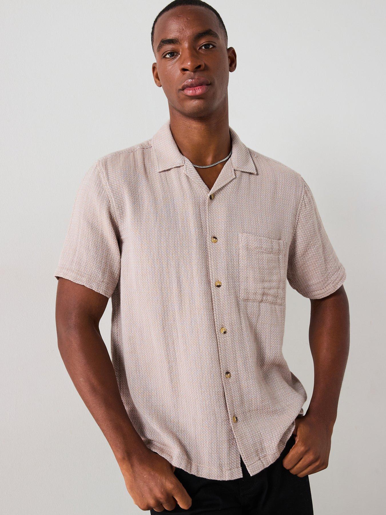 very-man-short-sleeve-revere-textured-cotton-shirt-beige-natural