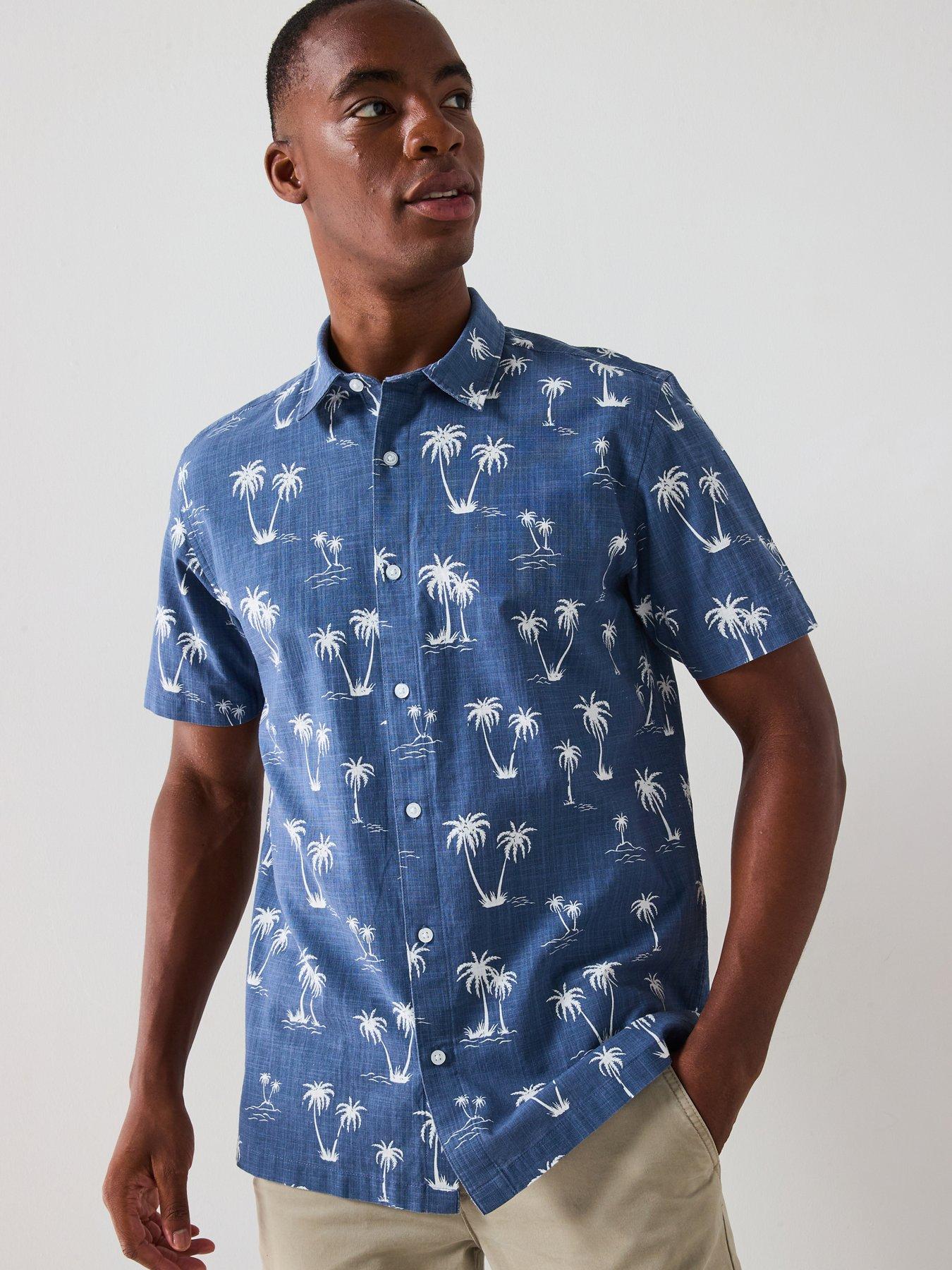 undefined Short Sleeve Printed Shirt - Blue