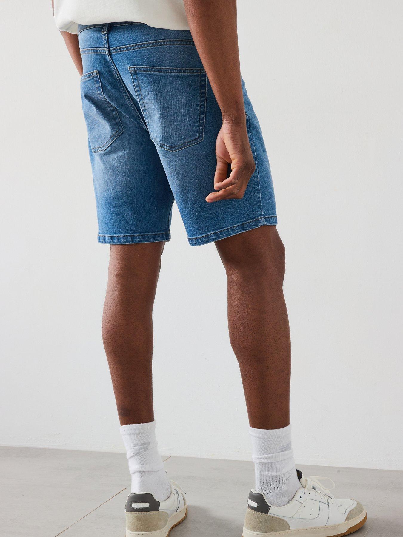  image of very-man-straight-denim-shorts-light-blue