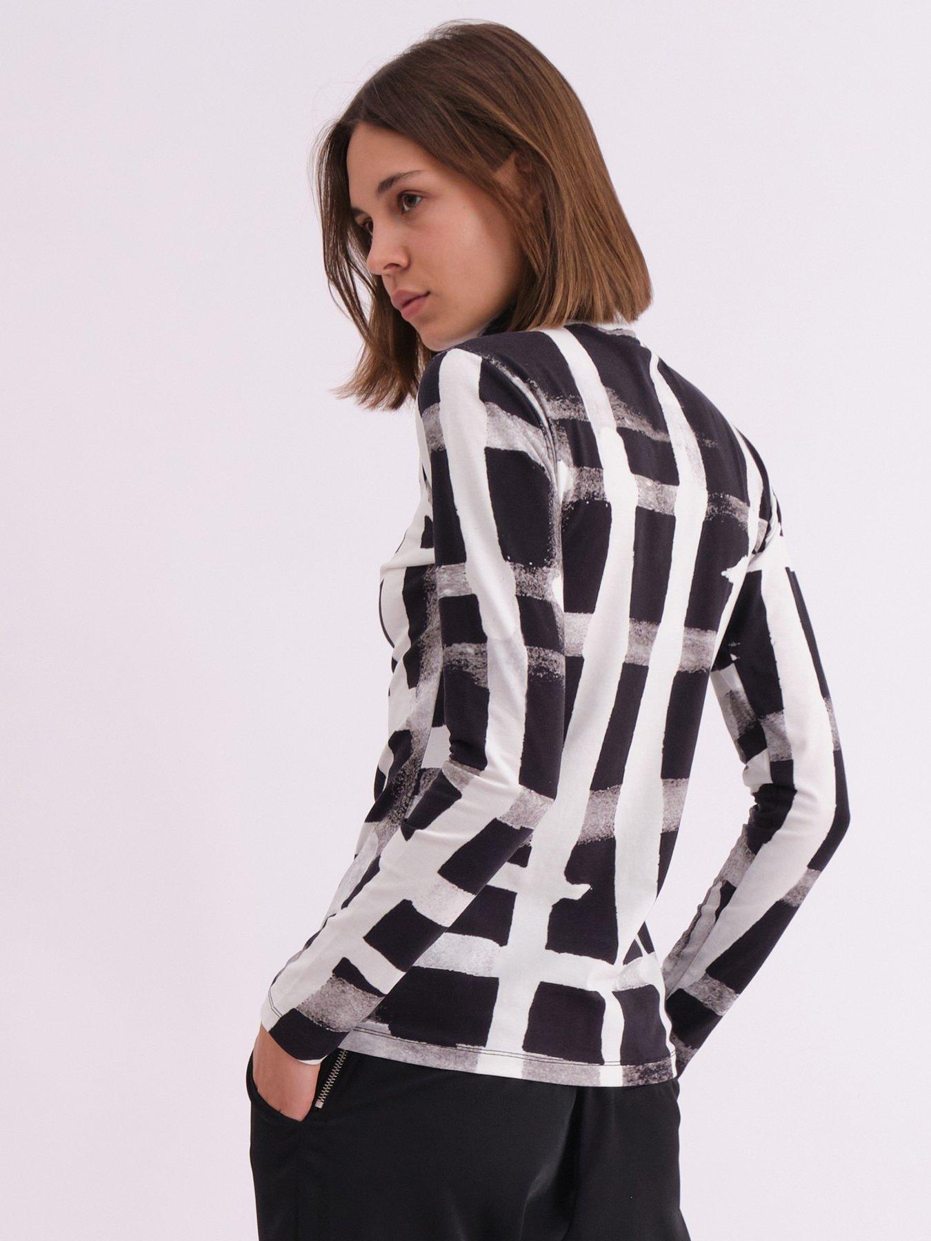 image of religion-edge-roll-neck-top-in-abstract-monochrome-hero-print