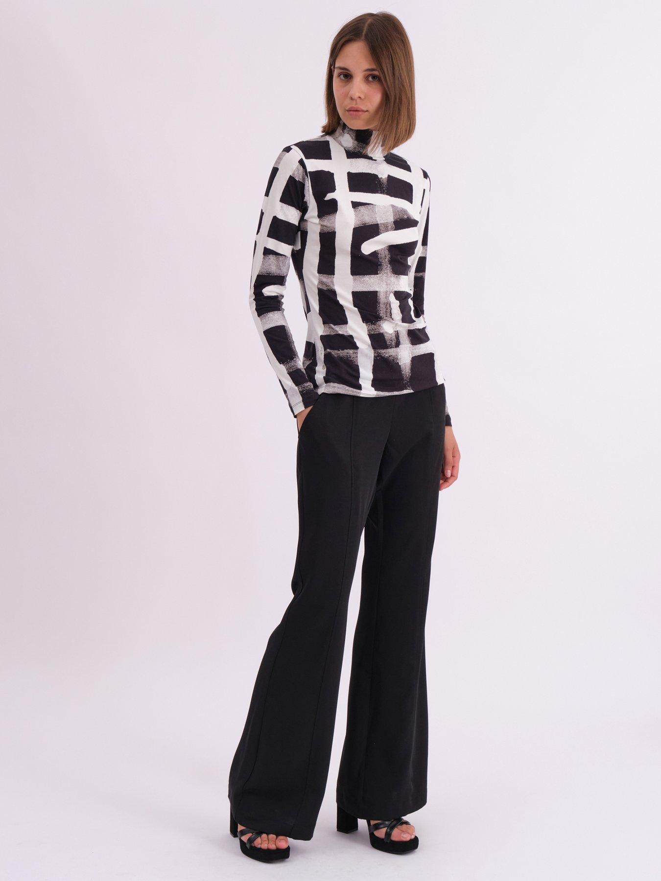  image of religion-edge-roll-neck-top-in-abstract-monochrome-hero-print