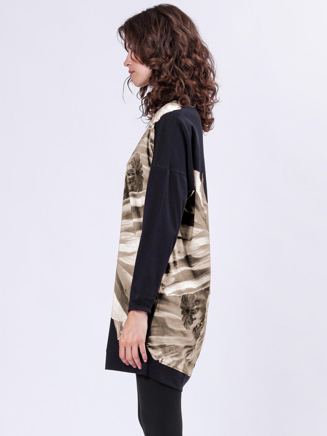  image of religion-charm-tunic-dress-in-soft-cotton-with-floral-placement-print